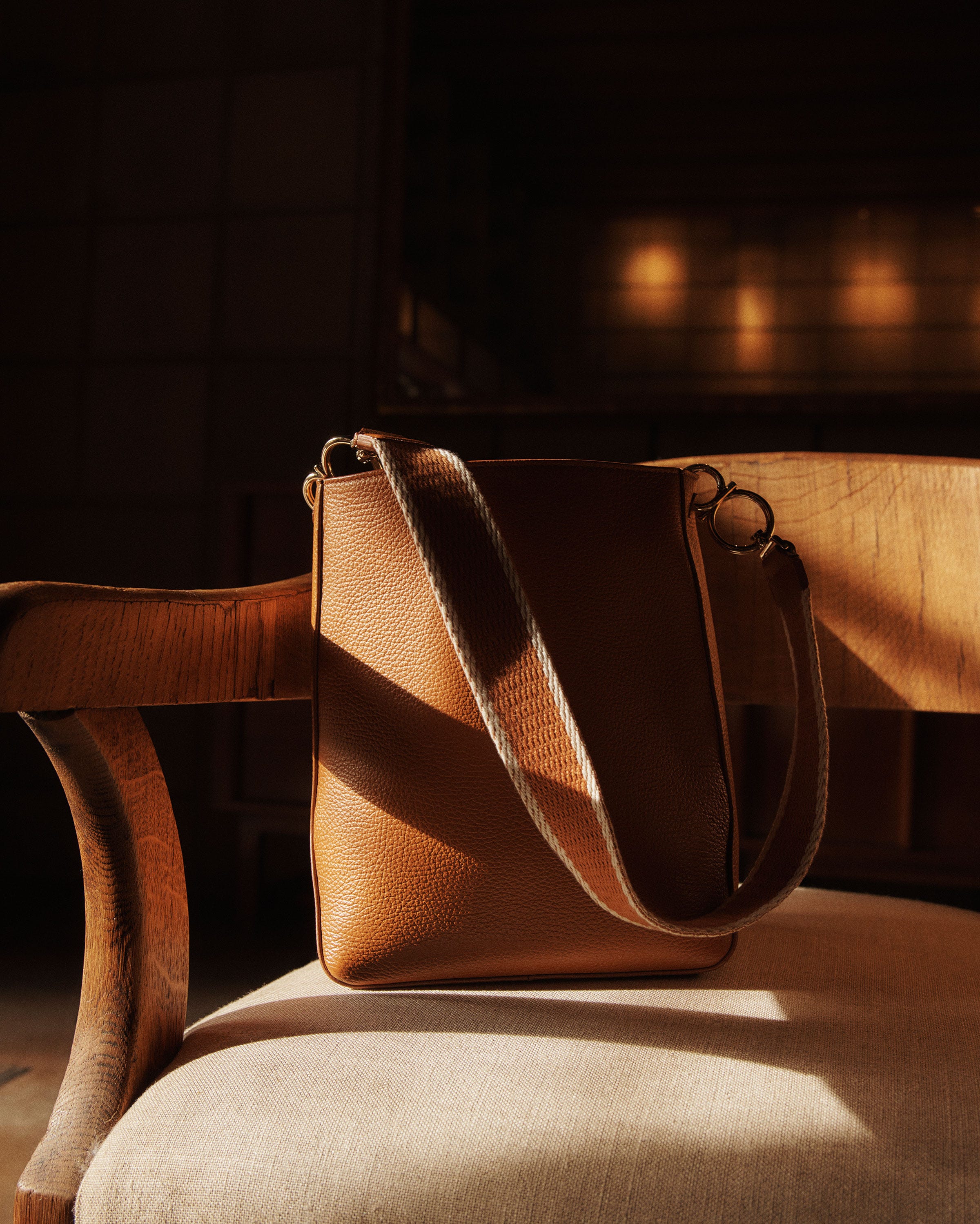 Grained Calfskin Leather 8 Knot Hobo—Small