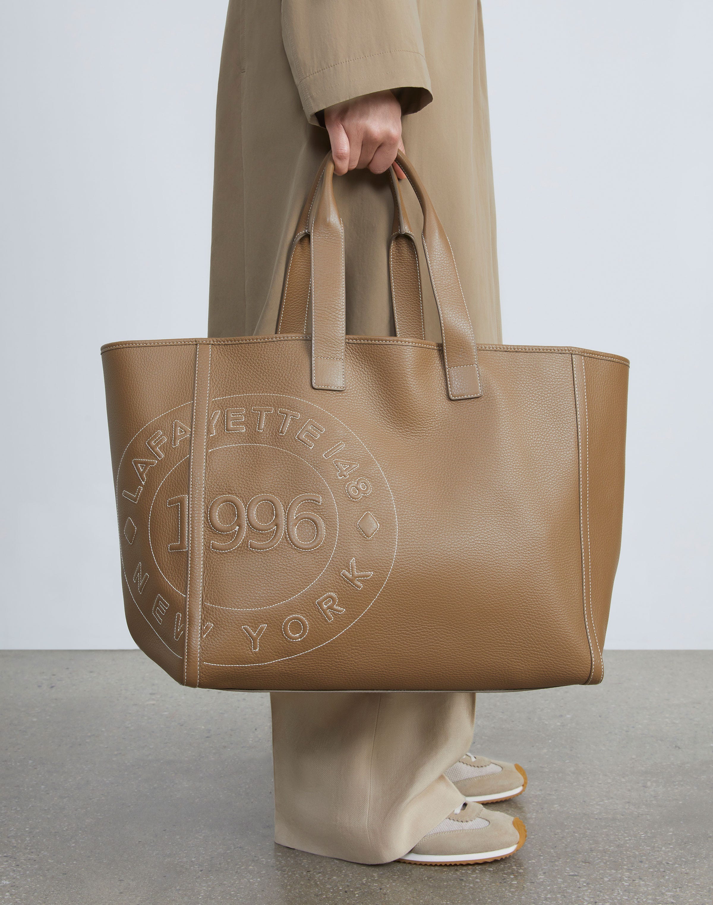 Grained Calfskin Leather Postmark L Tote