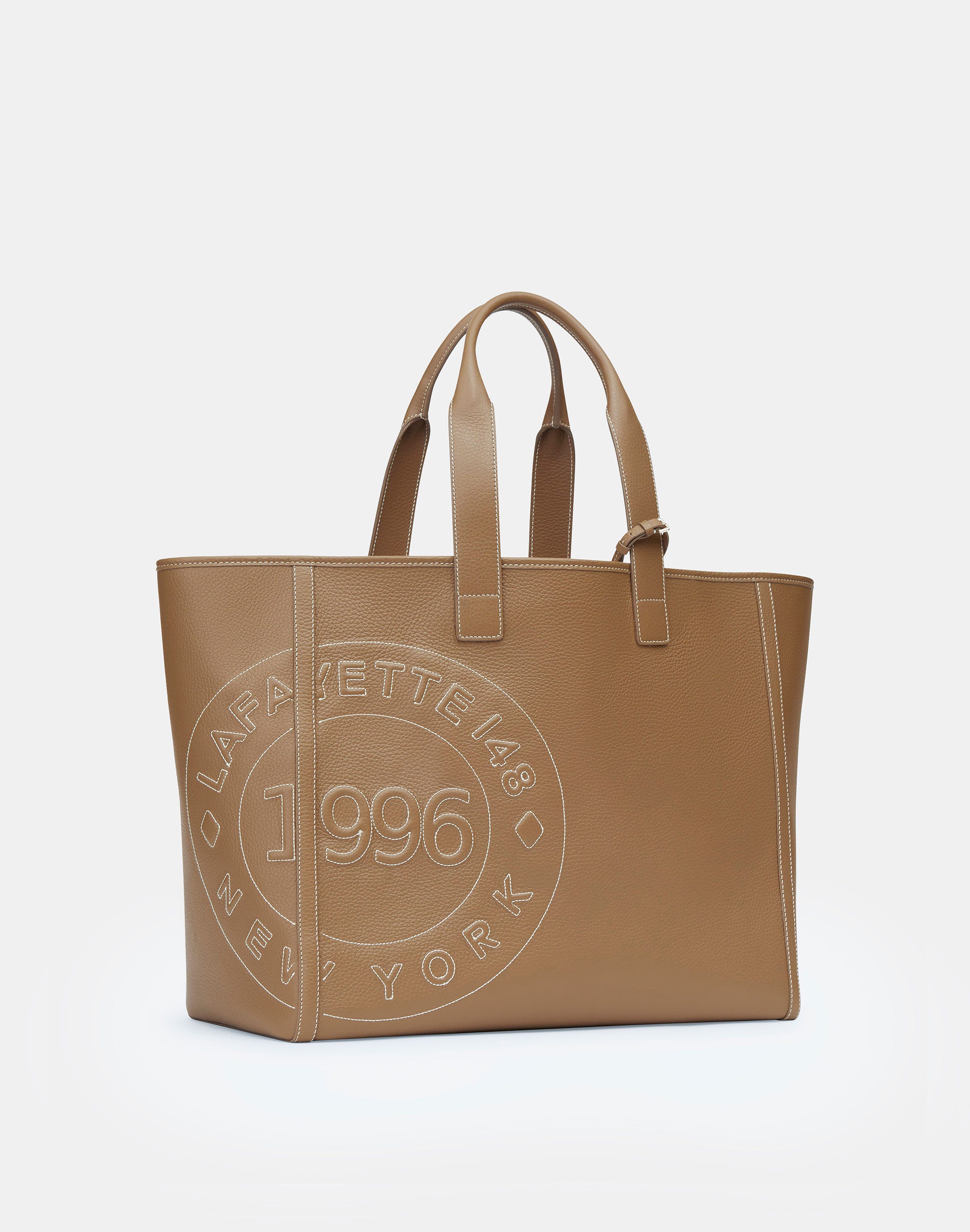 Grained Calfskin Leather Postmark L Tote