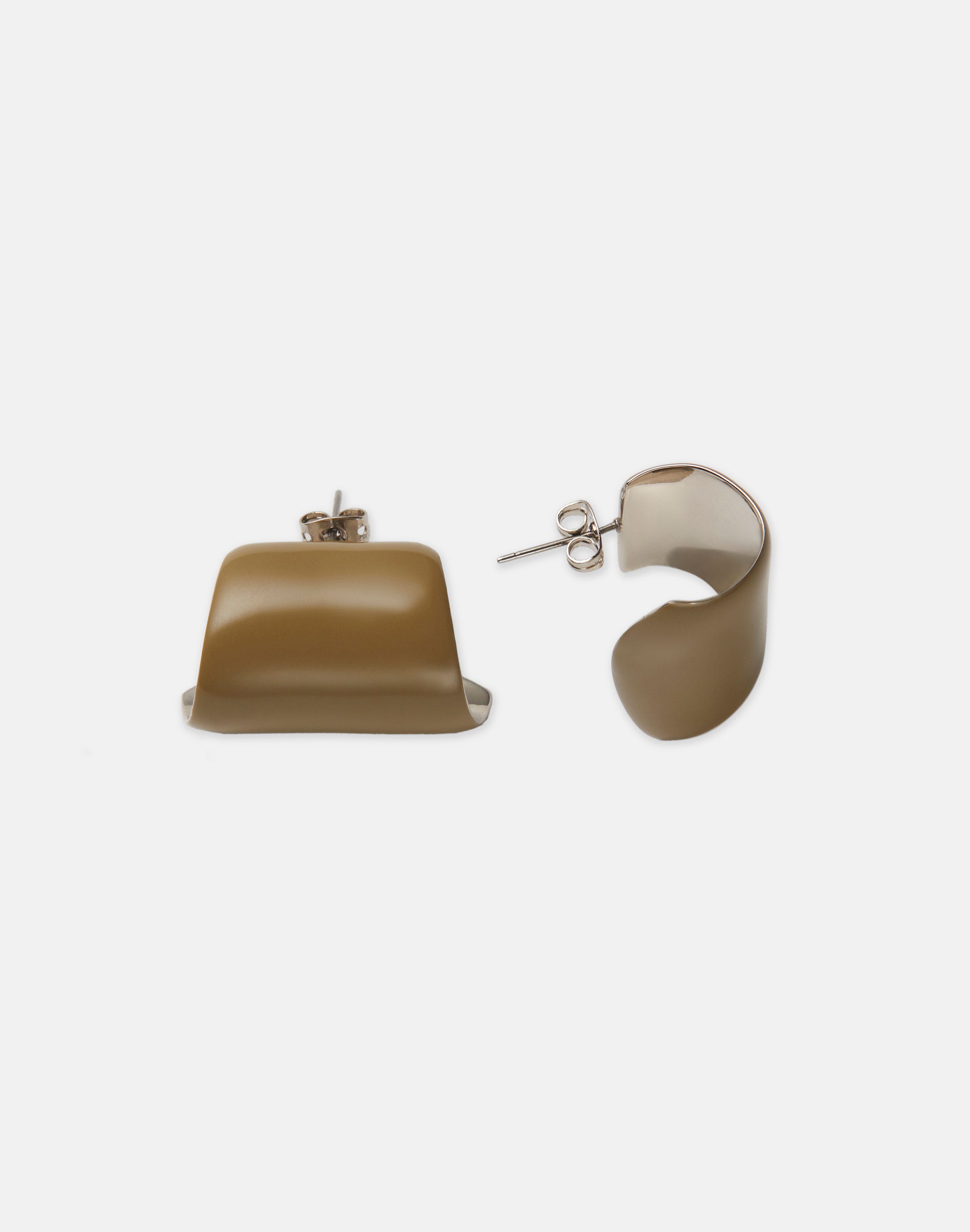 Hand-Painted Enamel Lune Brass Earring