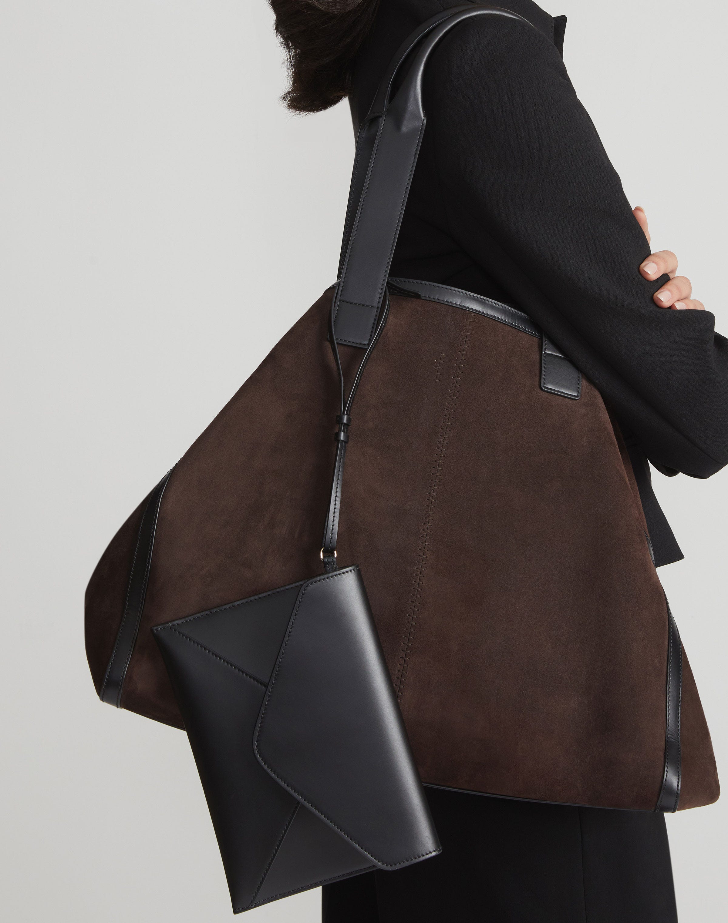 Suede & Leather L Tote