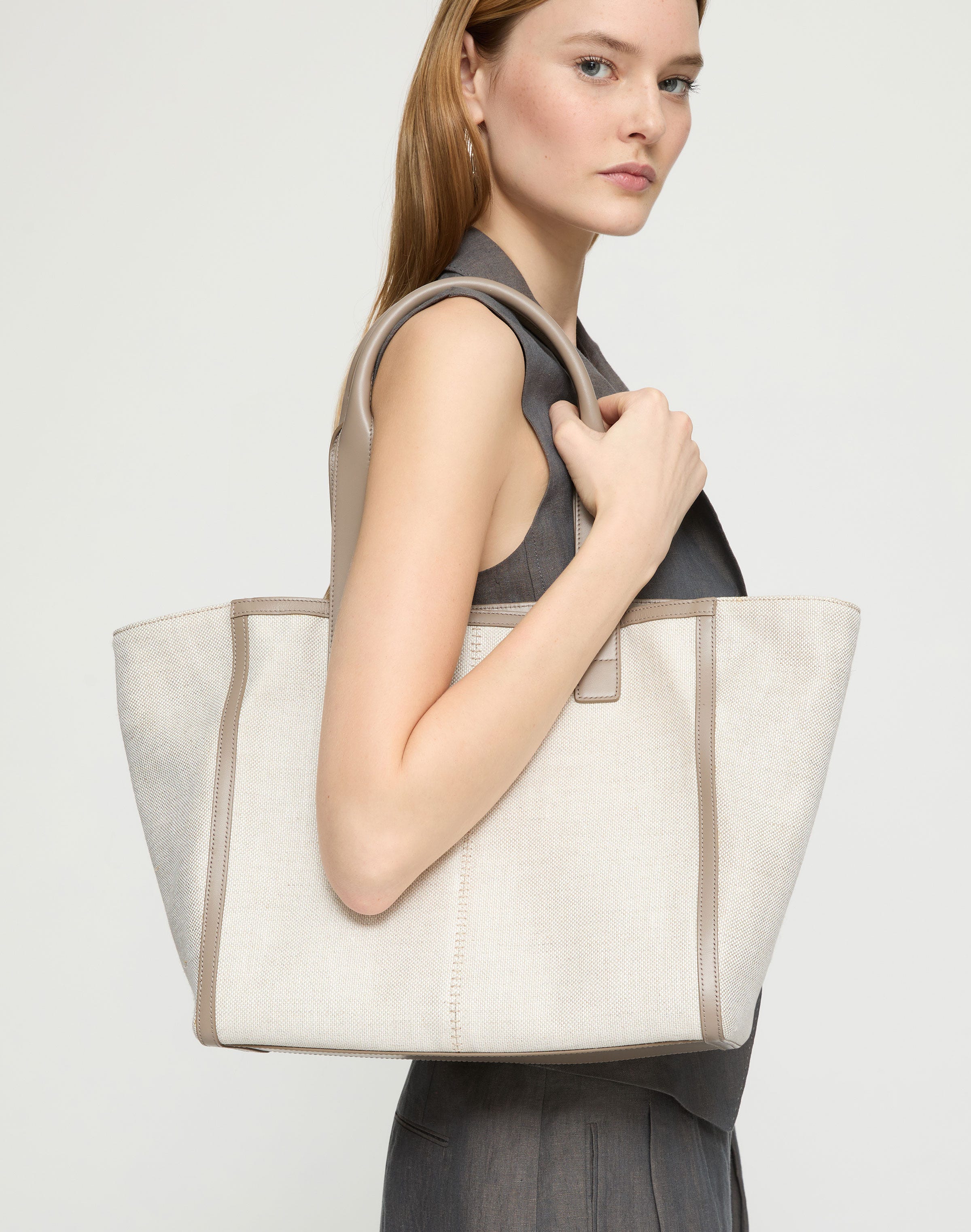 Linen-Hemp Canvas L Tote—Small