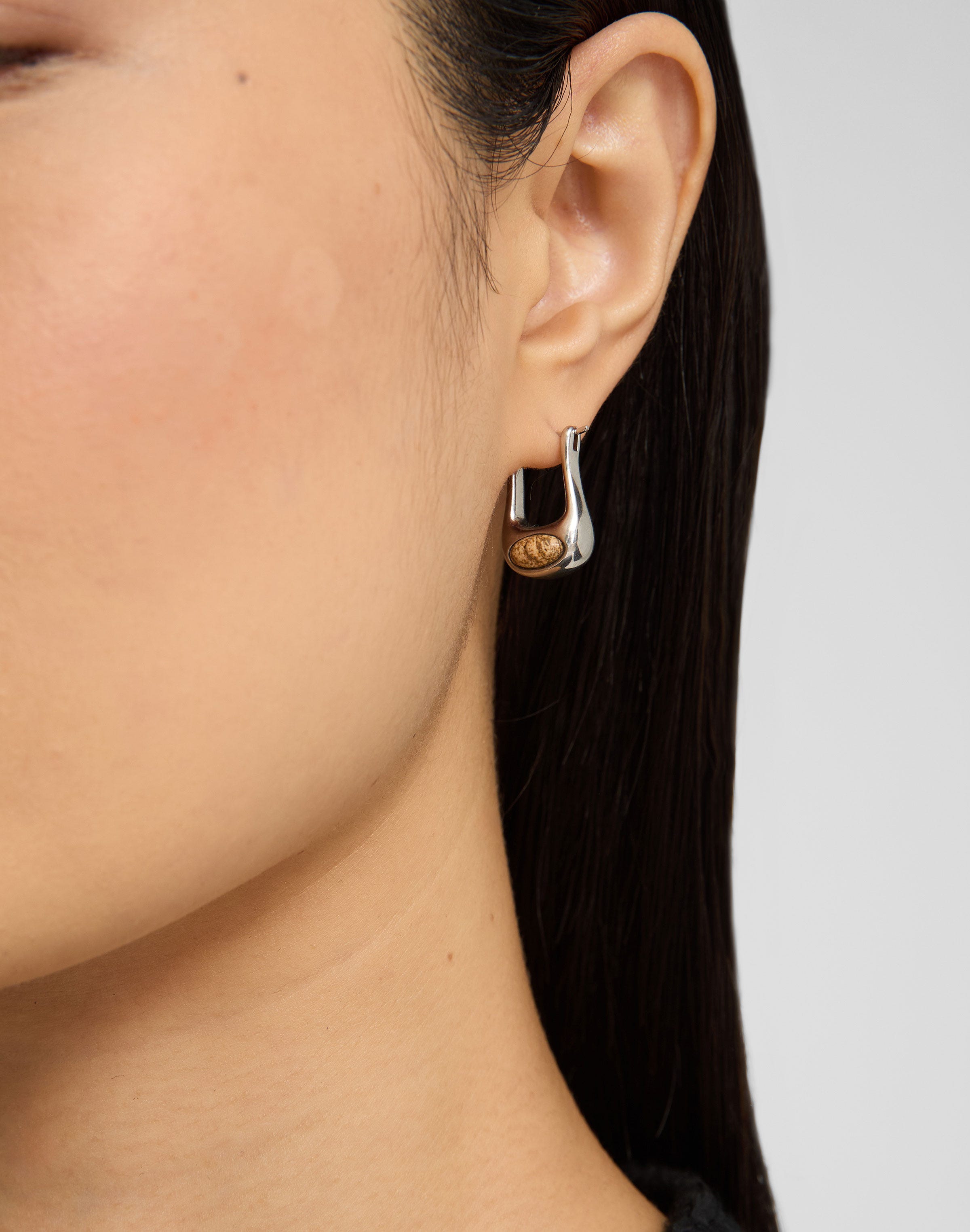 Modernist Jasper Hoop Earring