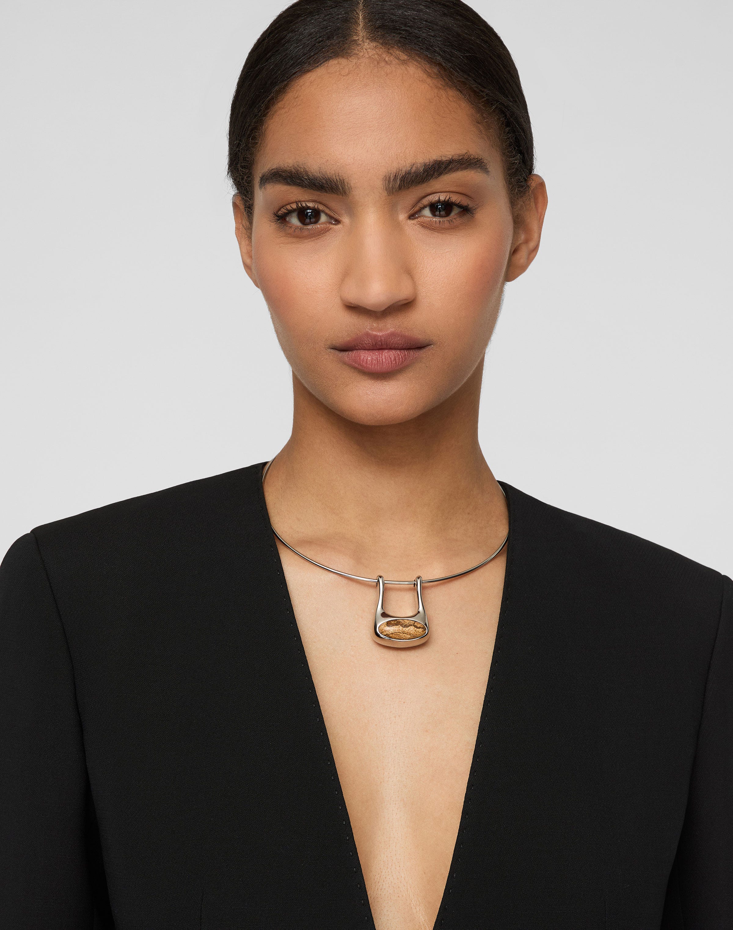 Modernist Jasper Pendant Necklace