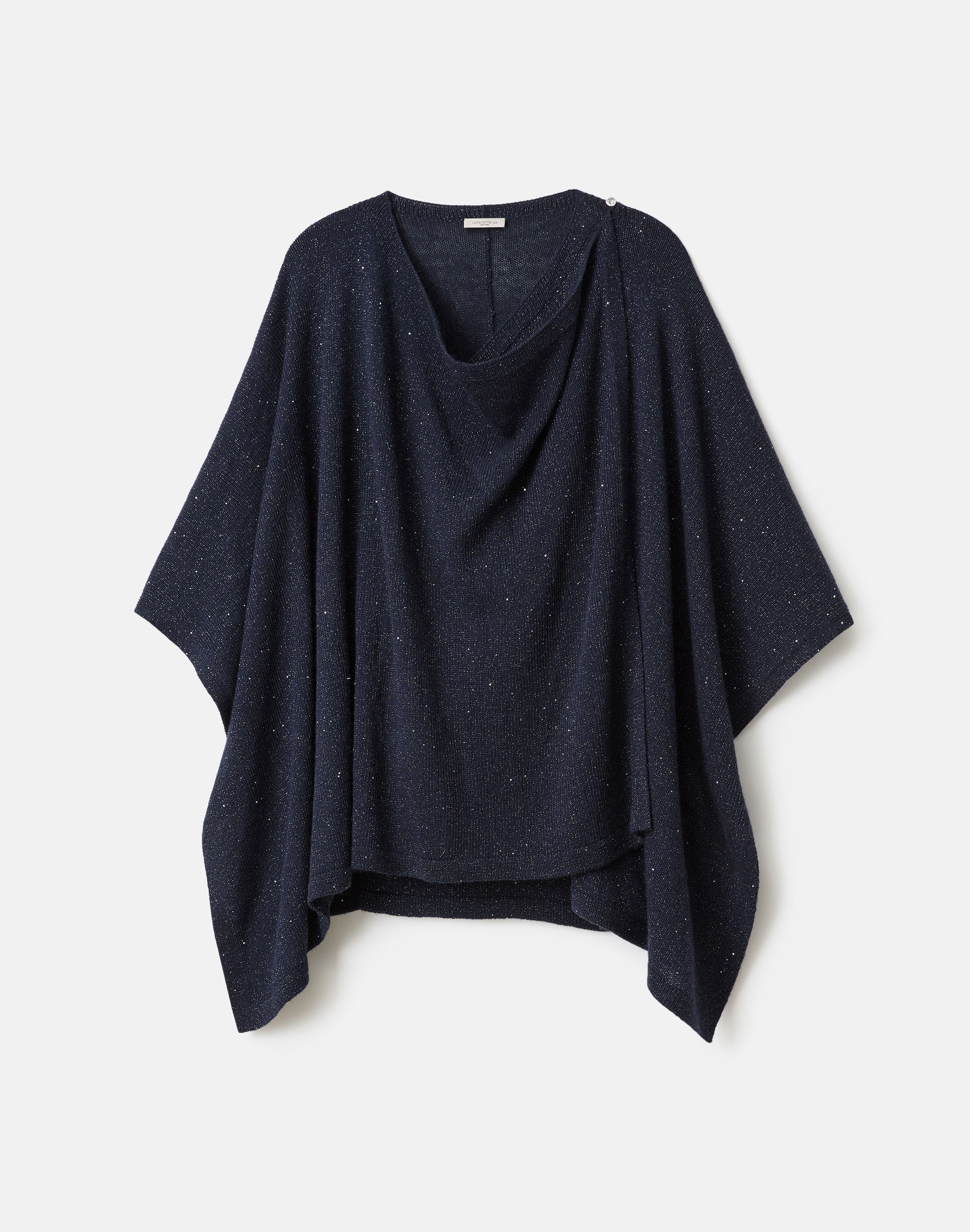 Cashmere-Sequin Silk Crystal Button Poncho