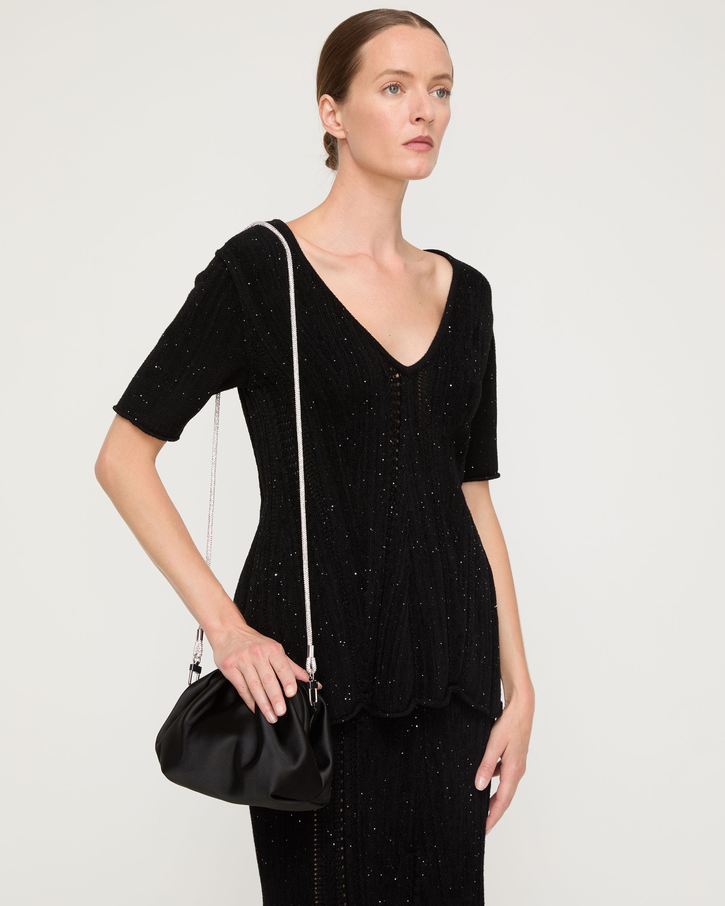 Satin Pochette & Embellished Strap