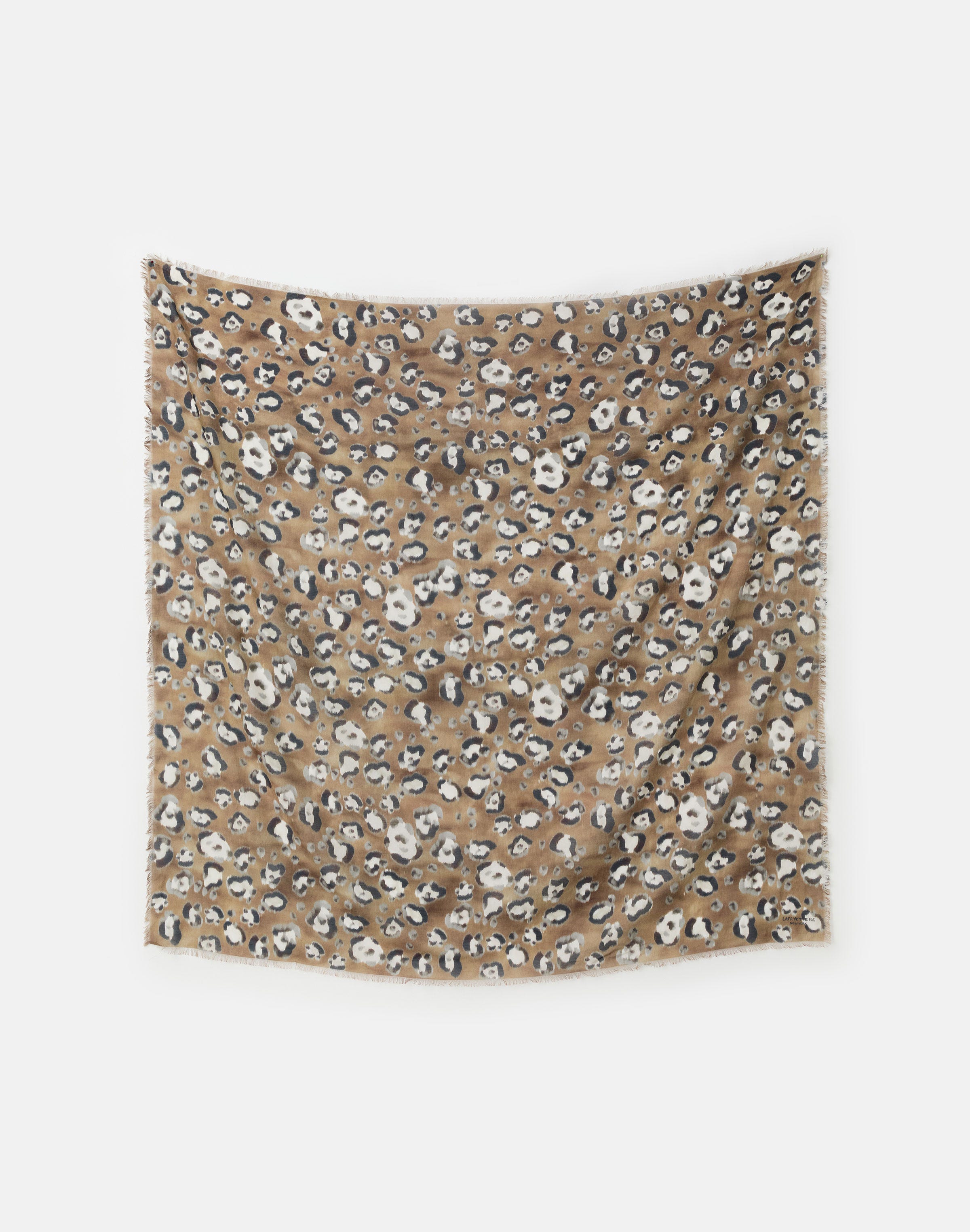 Leopard Print Cotton-Silk Scarf