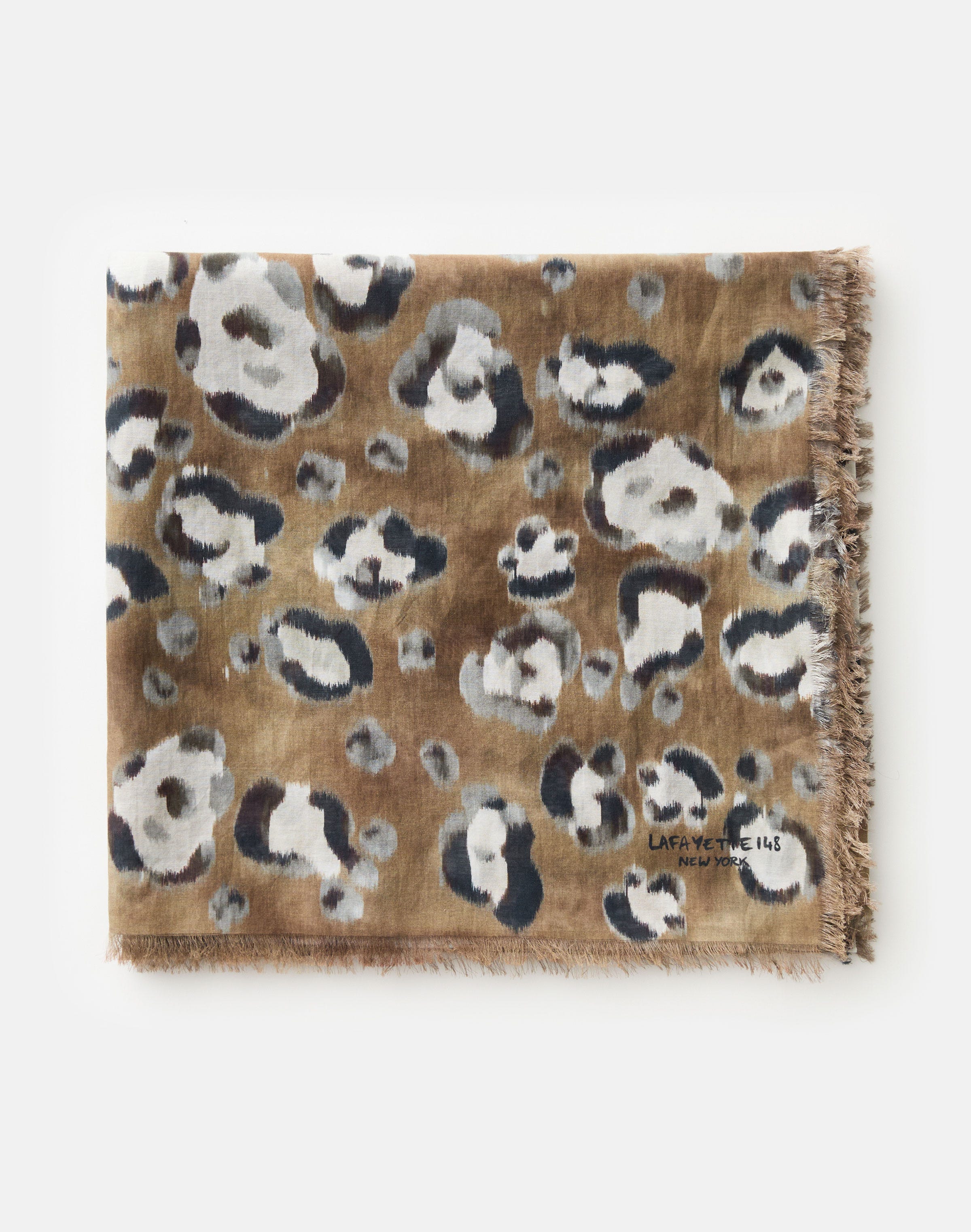Leopard Print Cotton-Silk Scarf