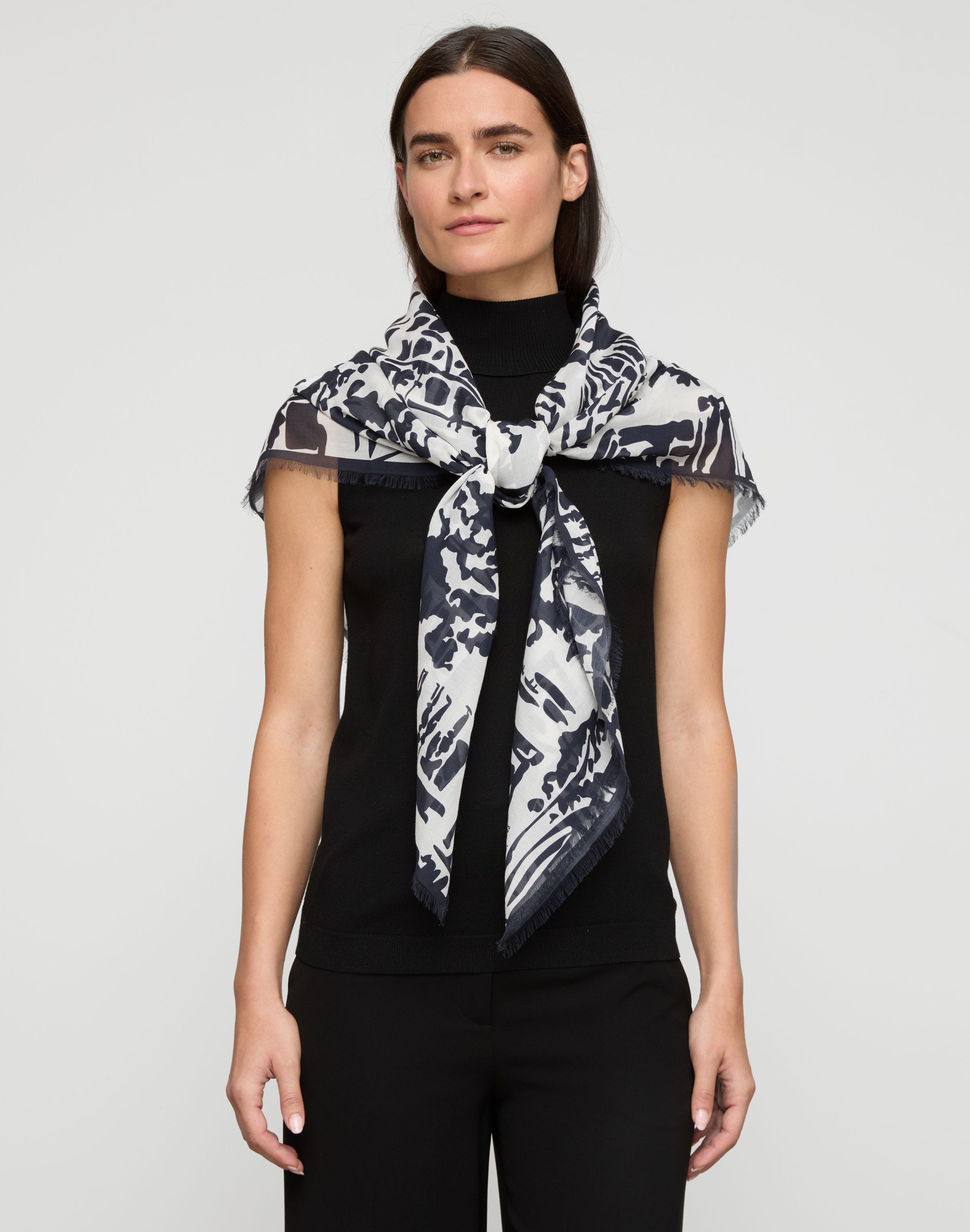 Cityscape Print Cotton-Silk Scarf