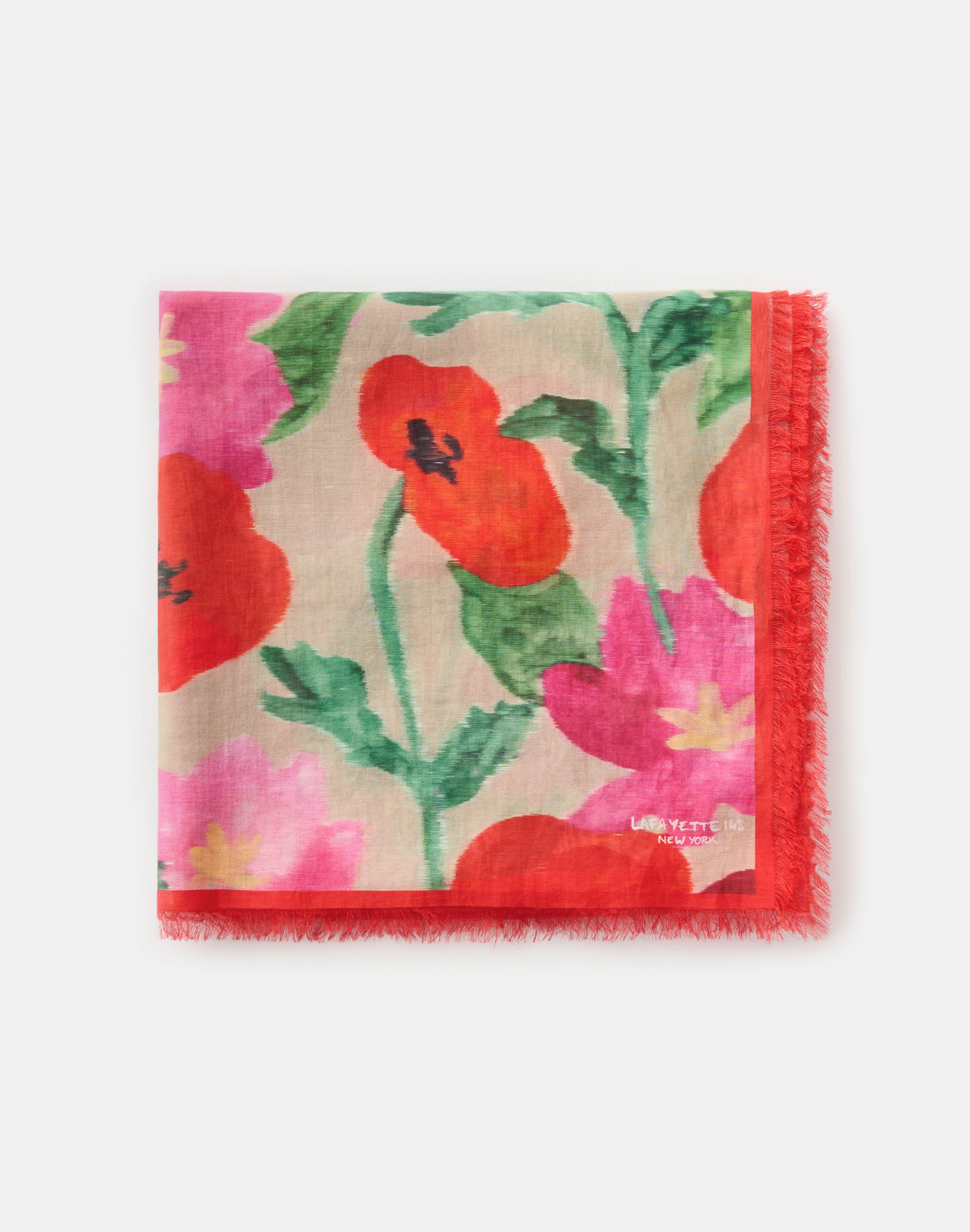 Blossom Print Cotton-Silk Voile Scarf