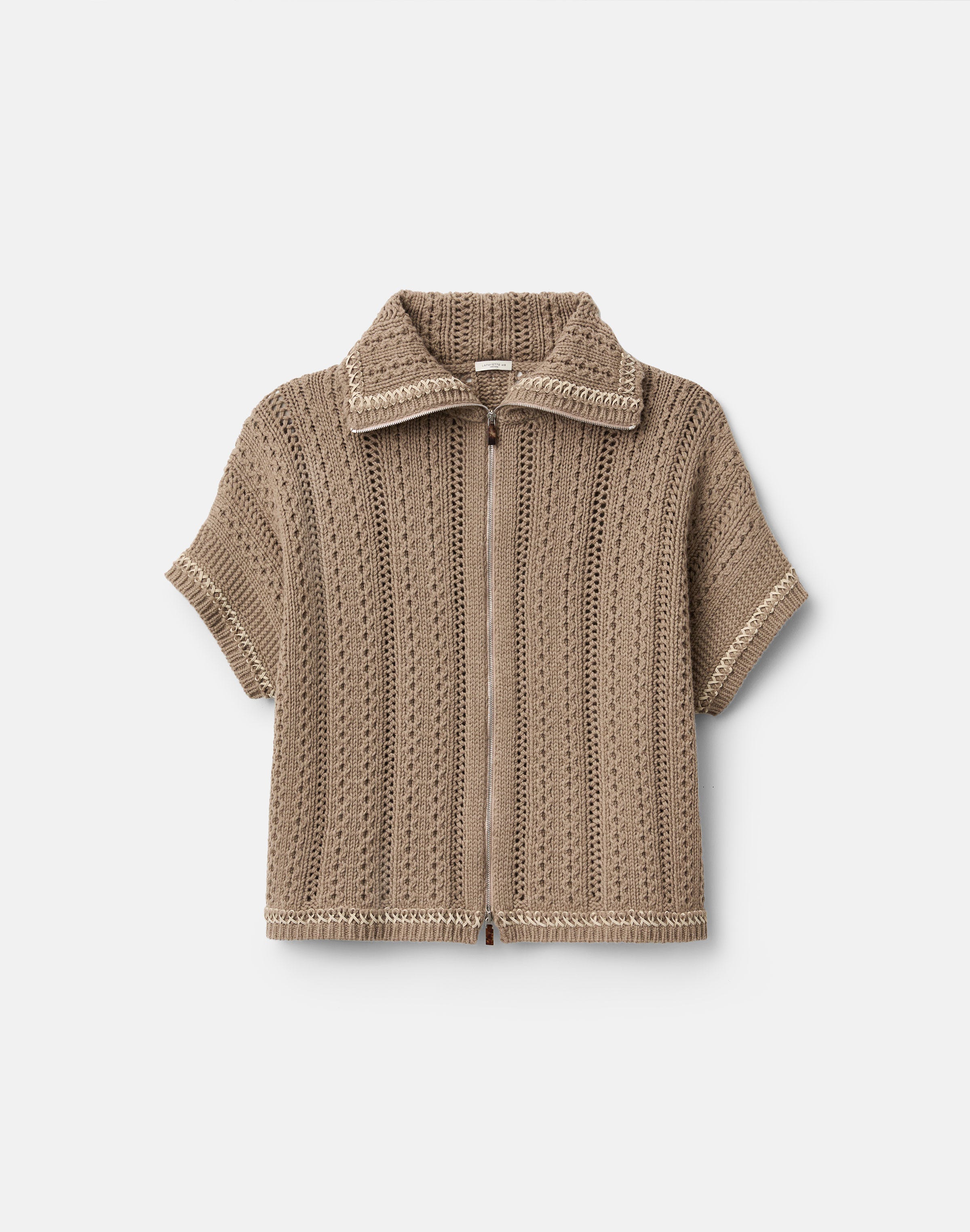 Wool-Cashmere Hand Embroidered Knit Poncho