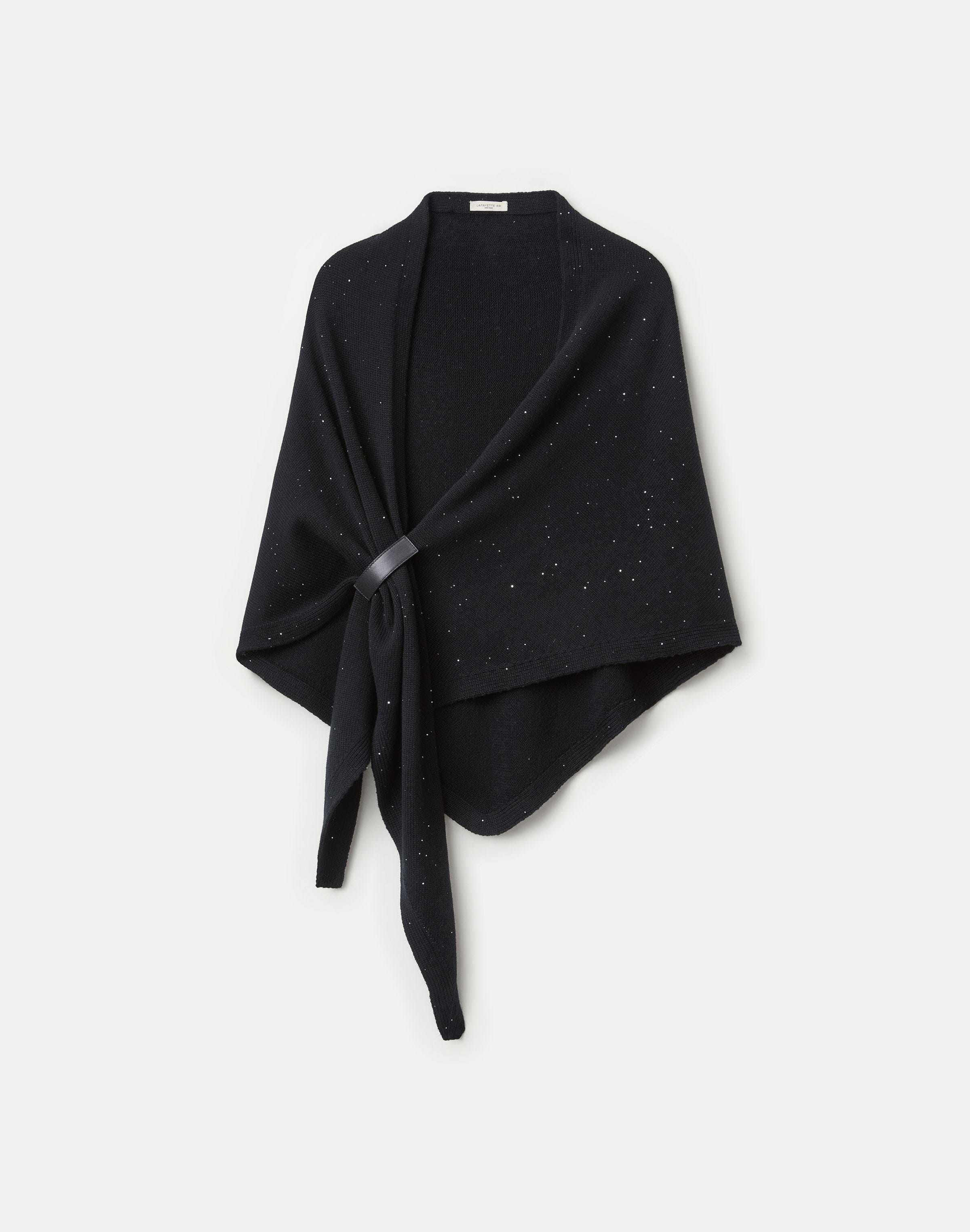 Cashmere-Silk Sequin Leather Tab Shawl