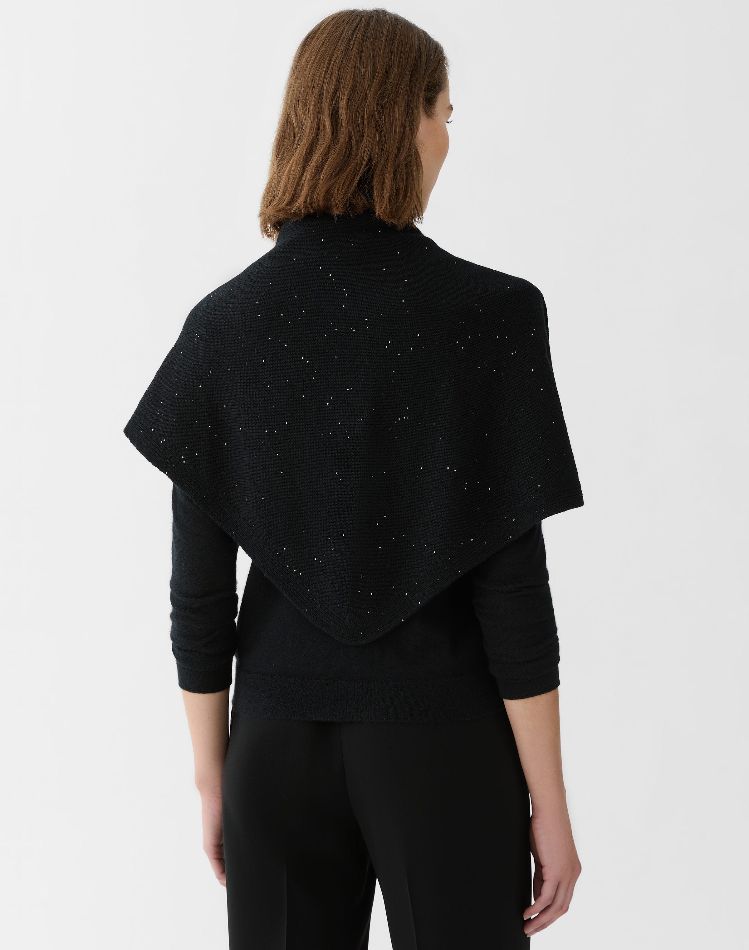 Cashmere-Silk Sequin Leather Tab Shawl