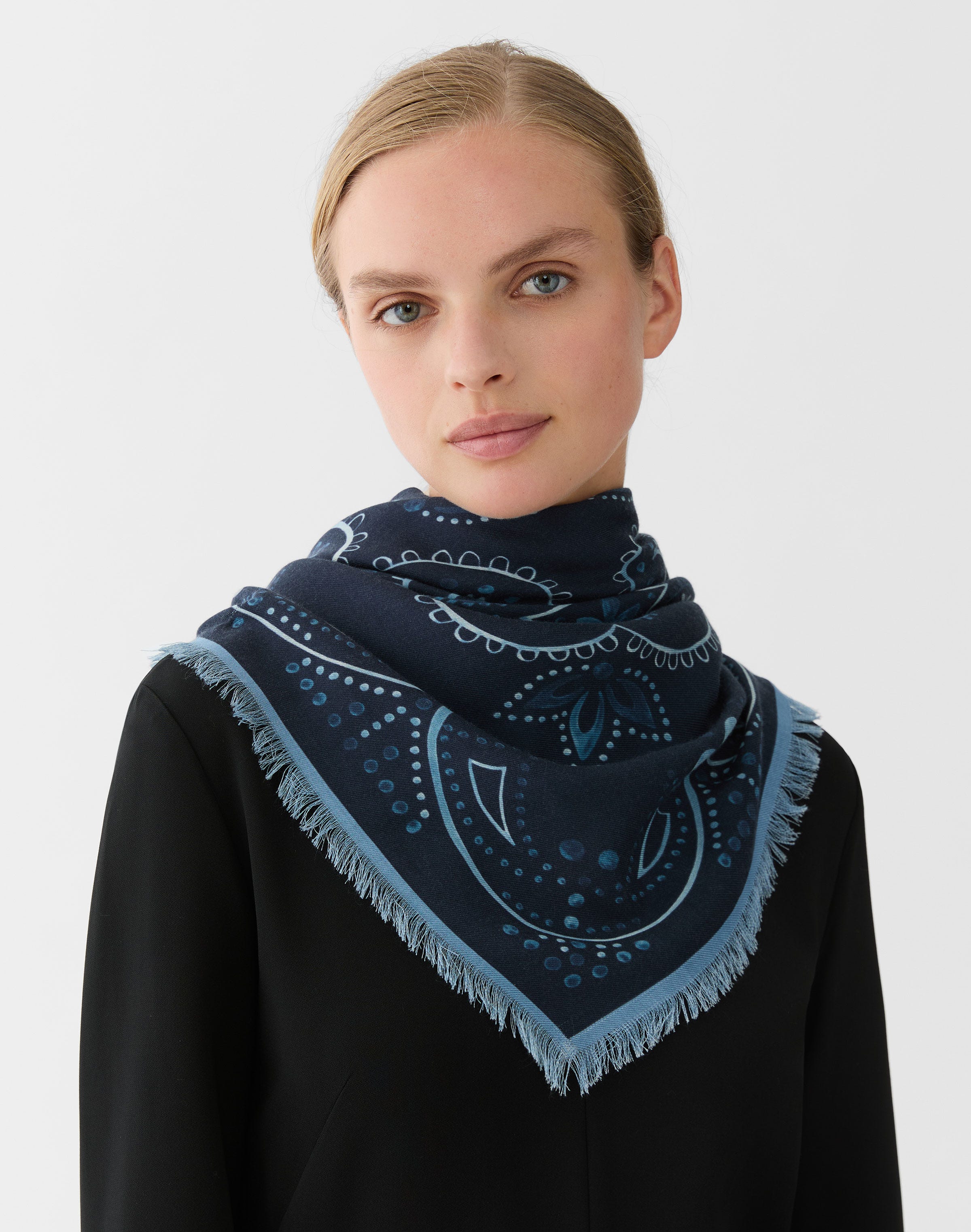 Bandana Print Cashmere-Silk Scarf