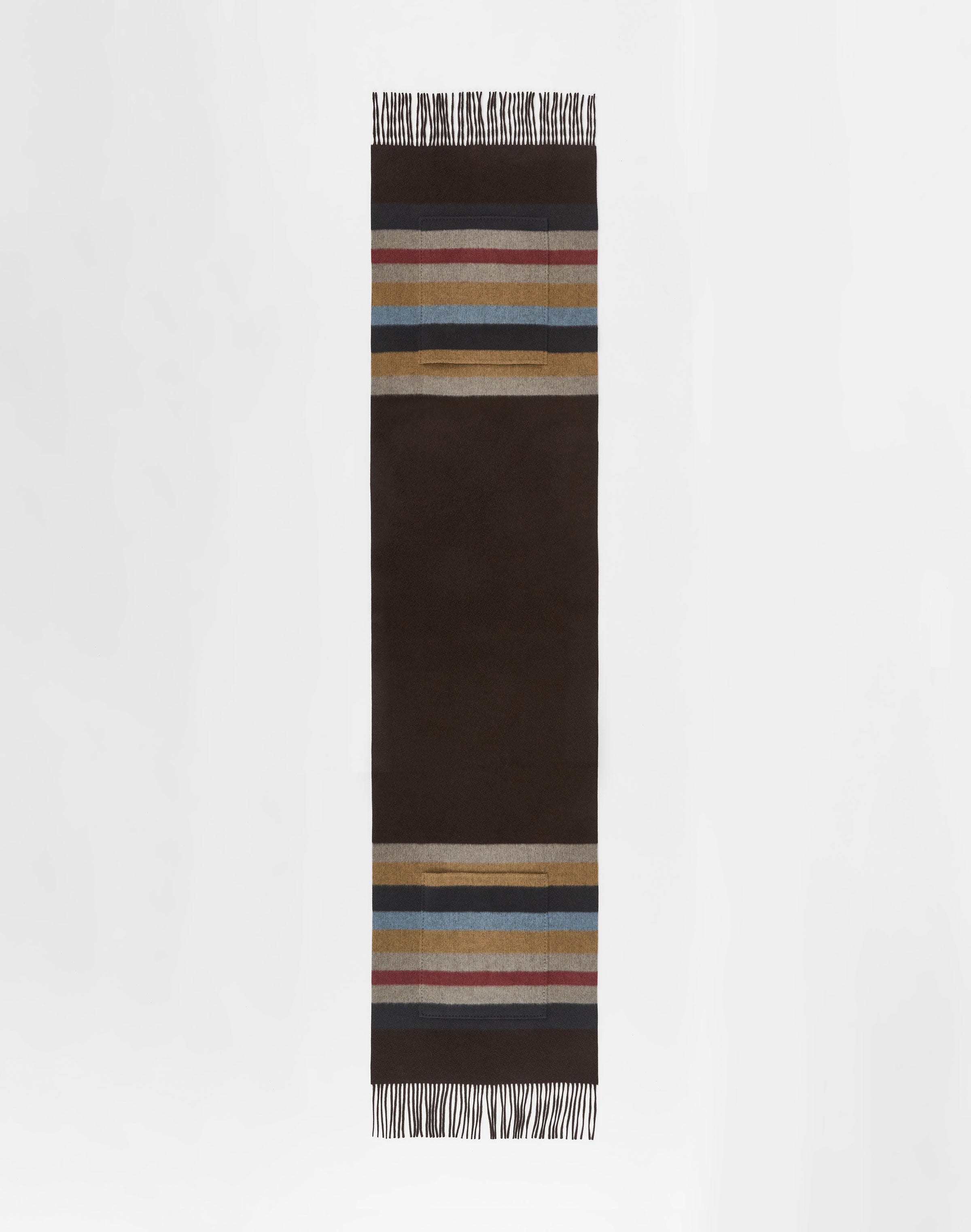 Horizon Stripe Wool-Cashmere Pocket Shawl