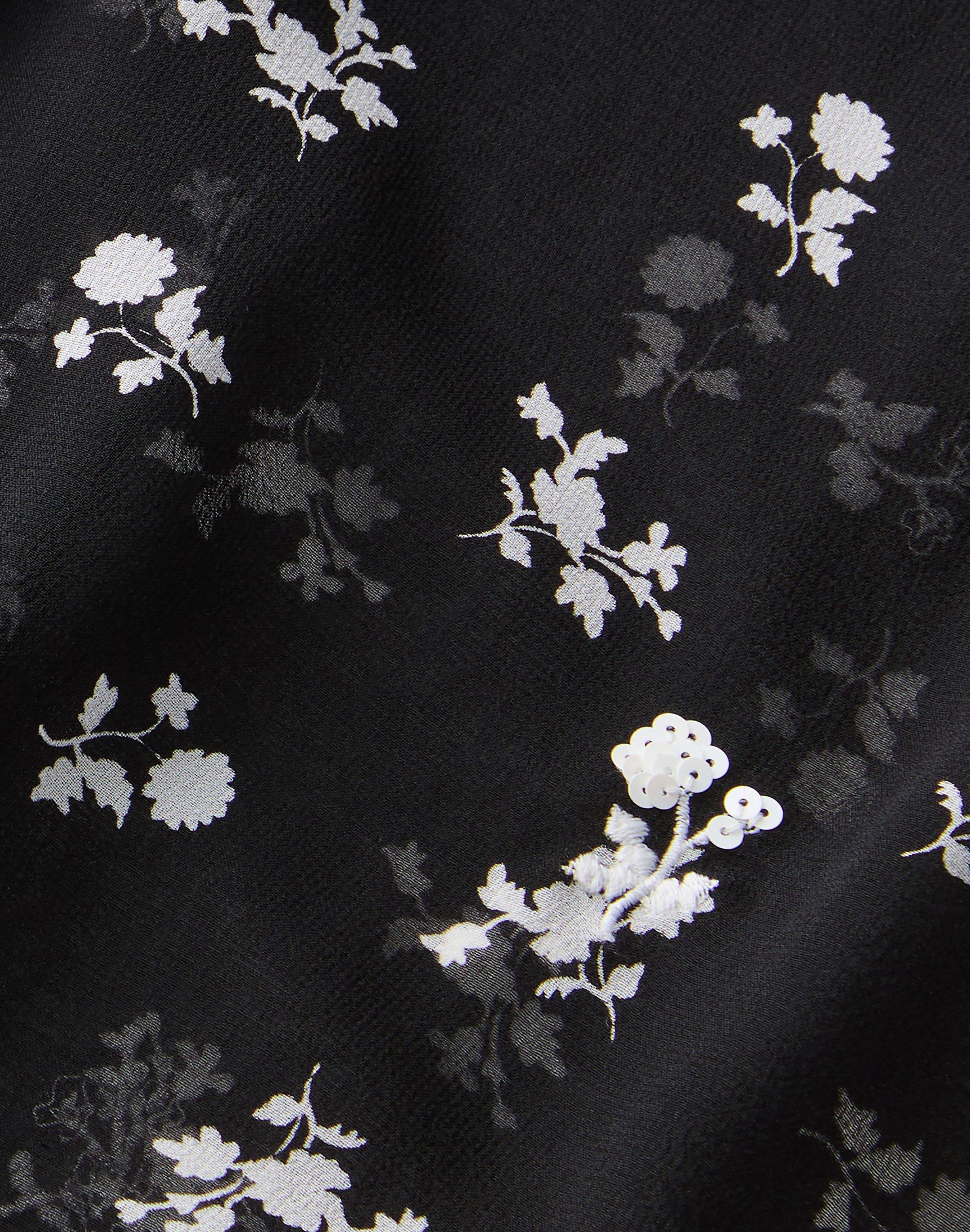Ditsy Floral Print Silk Georgette Embellished Blouse