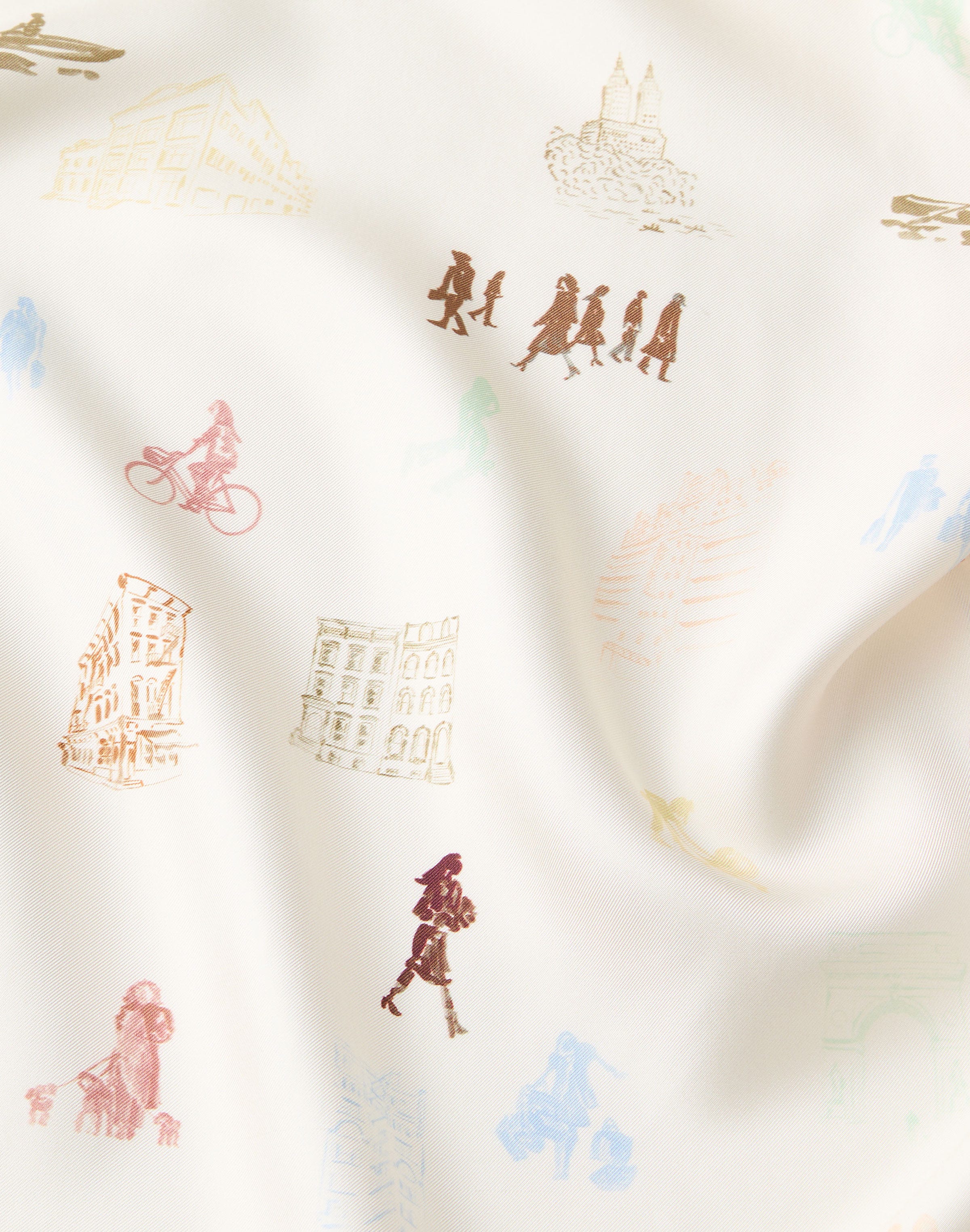 Petite Manhattan Print Silk Twill Button Blouse