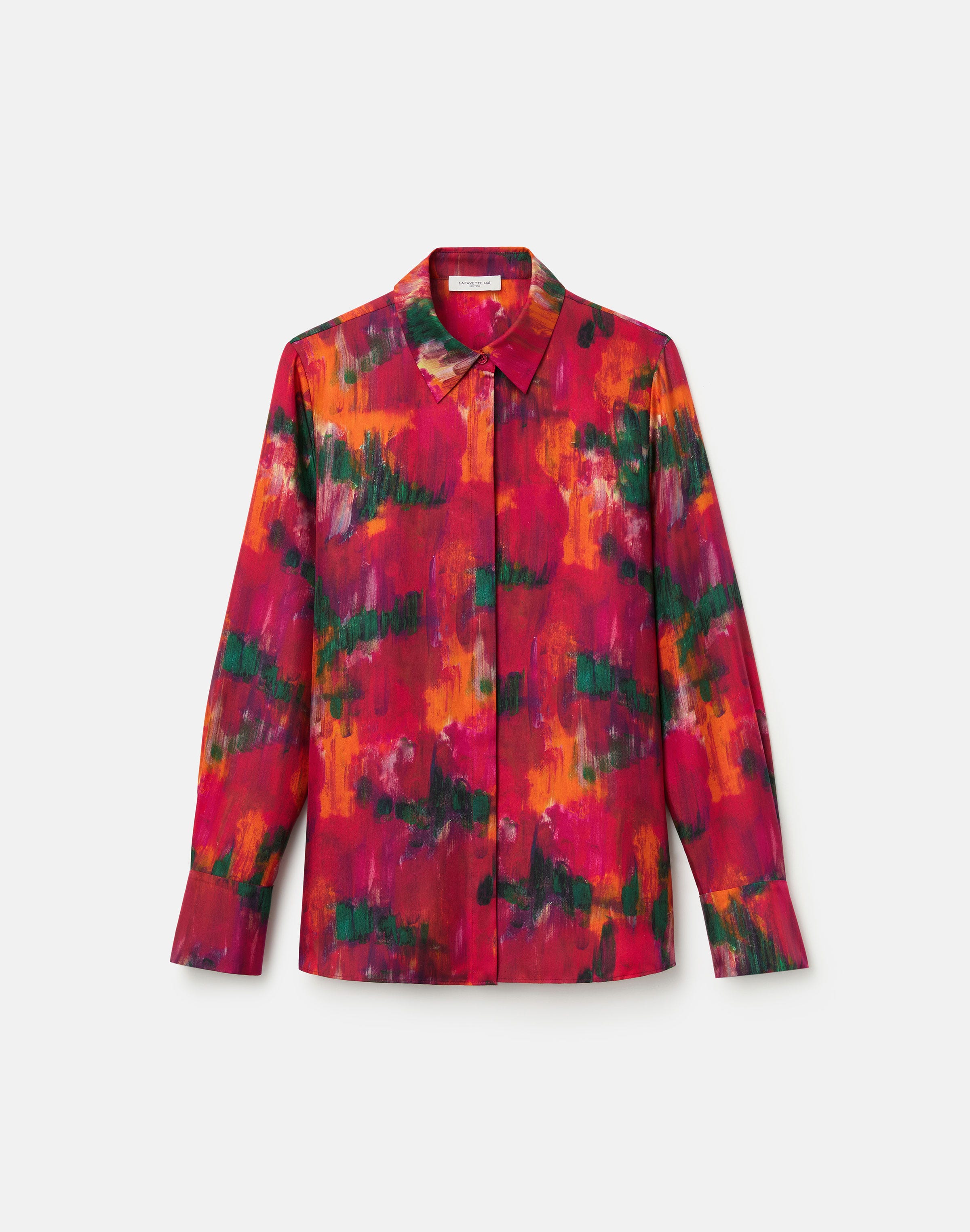 Petite Blossom Print Silk Button Blouse