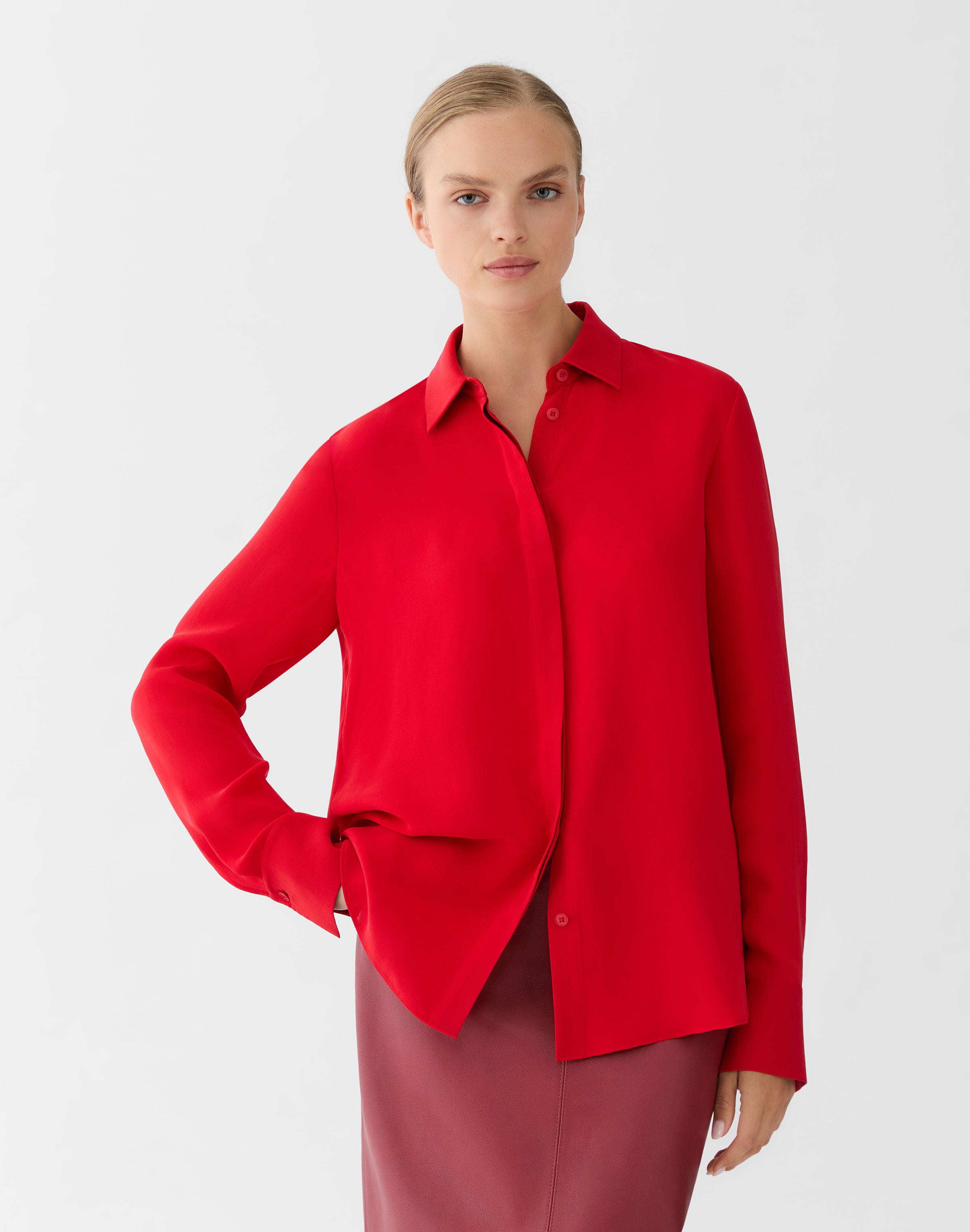 Petite Silk Georgette Button Blouse