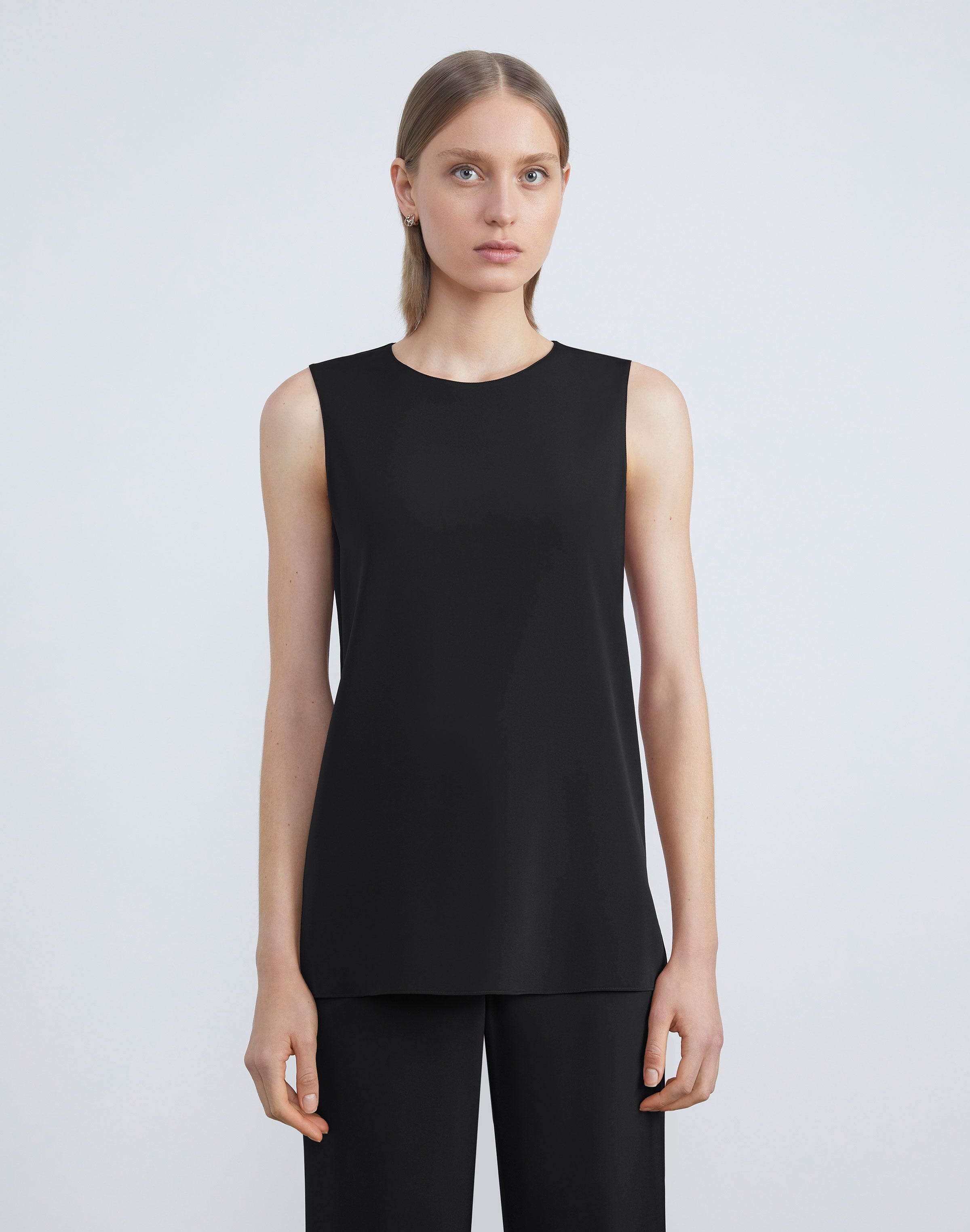 Silk Crepe De Chine Sleeveless Blouse