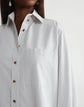 Stripe Cotton High Collar Pocket Shirt