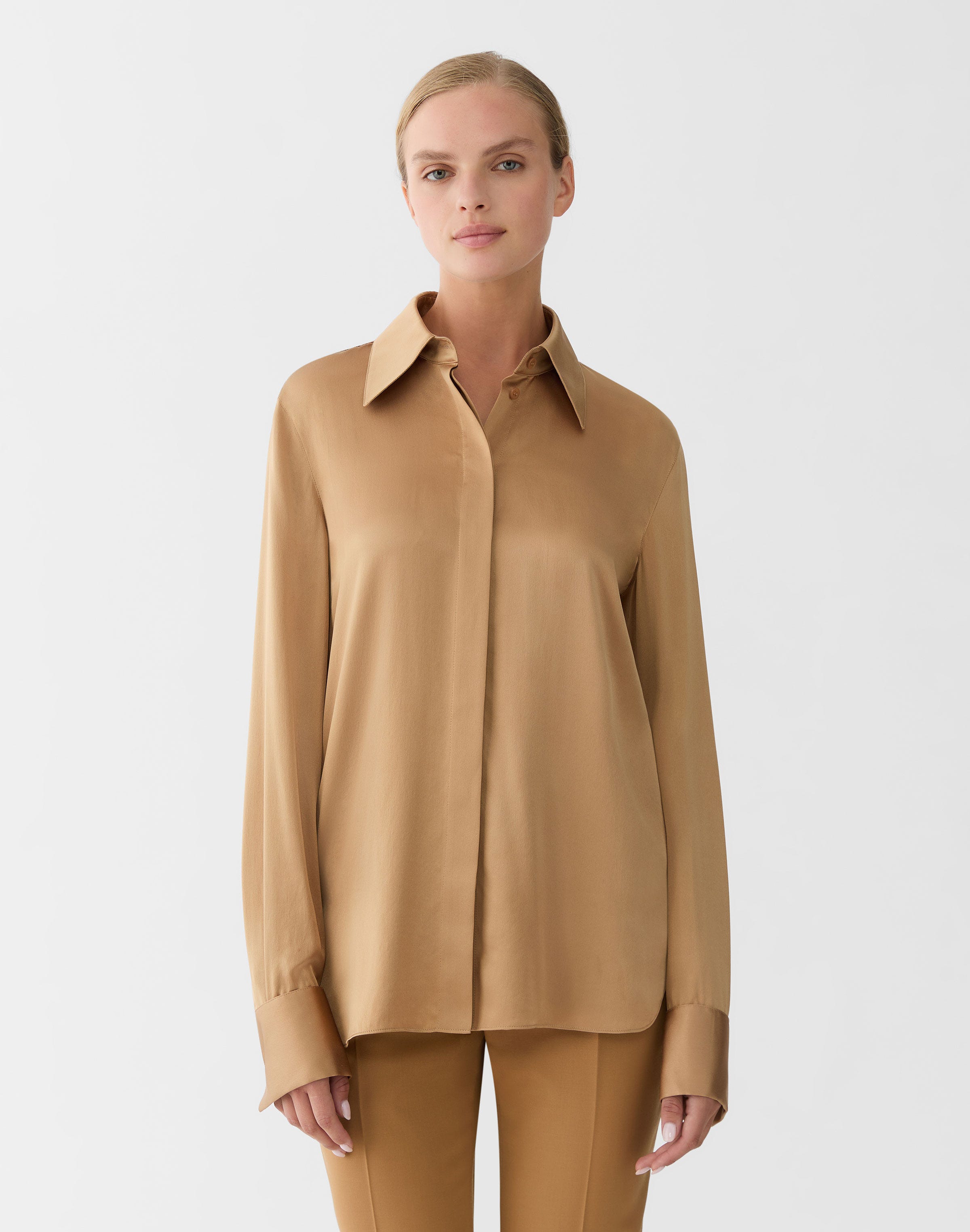 Silk Charmeuse French Cuff Blouse