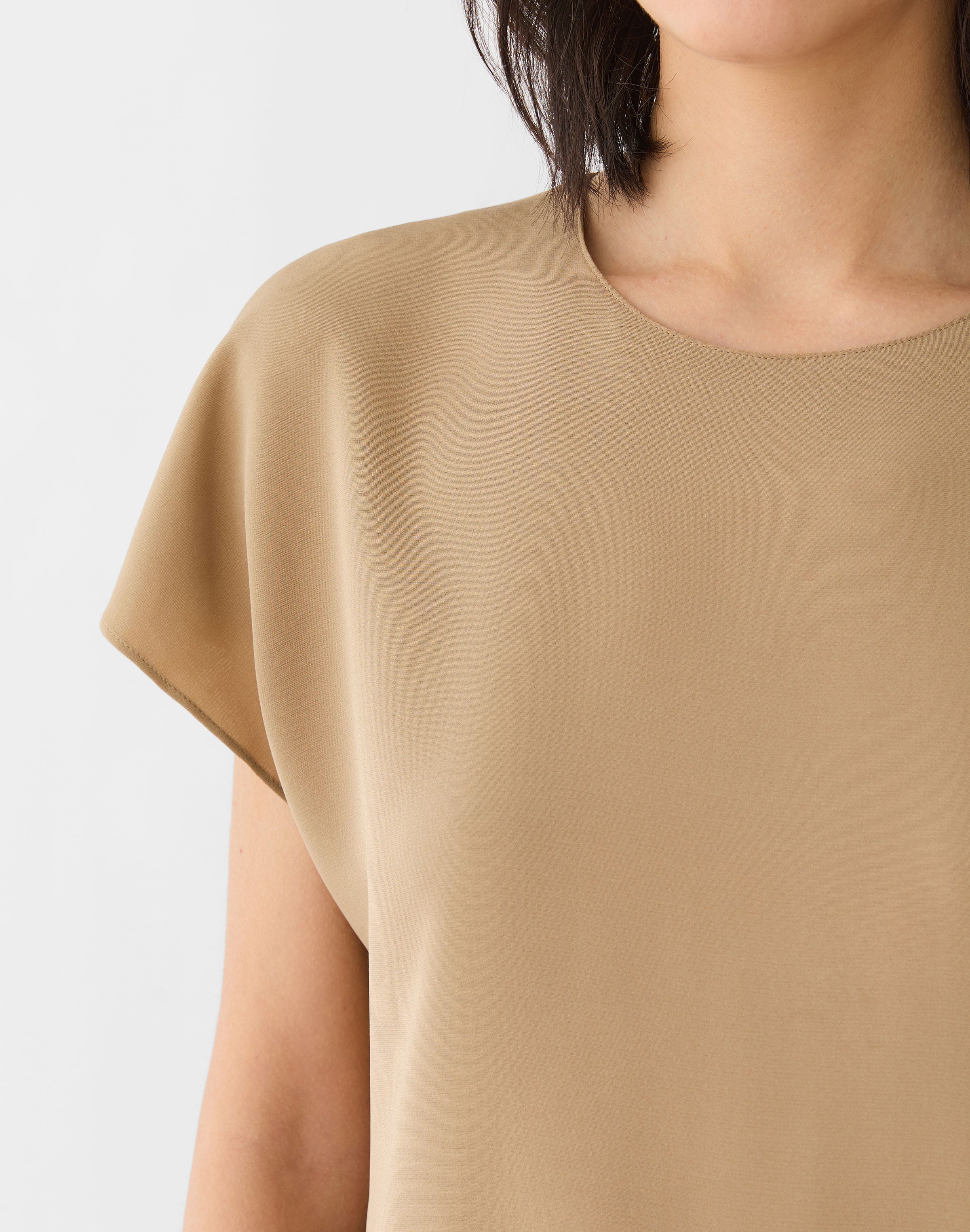Petite Organic Silk Stretch Georgette Short Sleeve Blouse