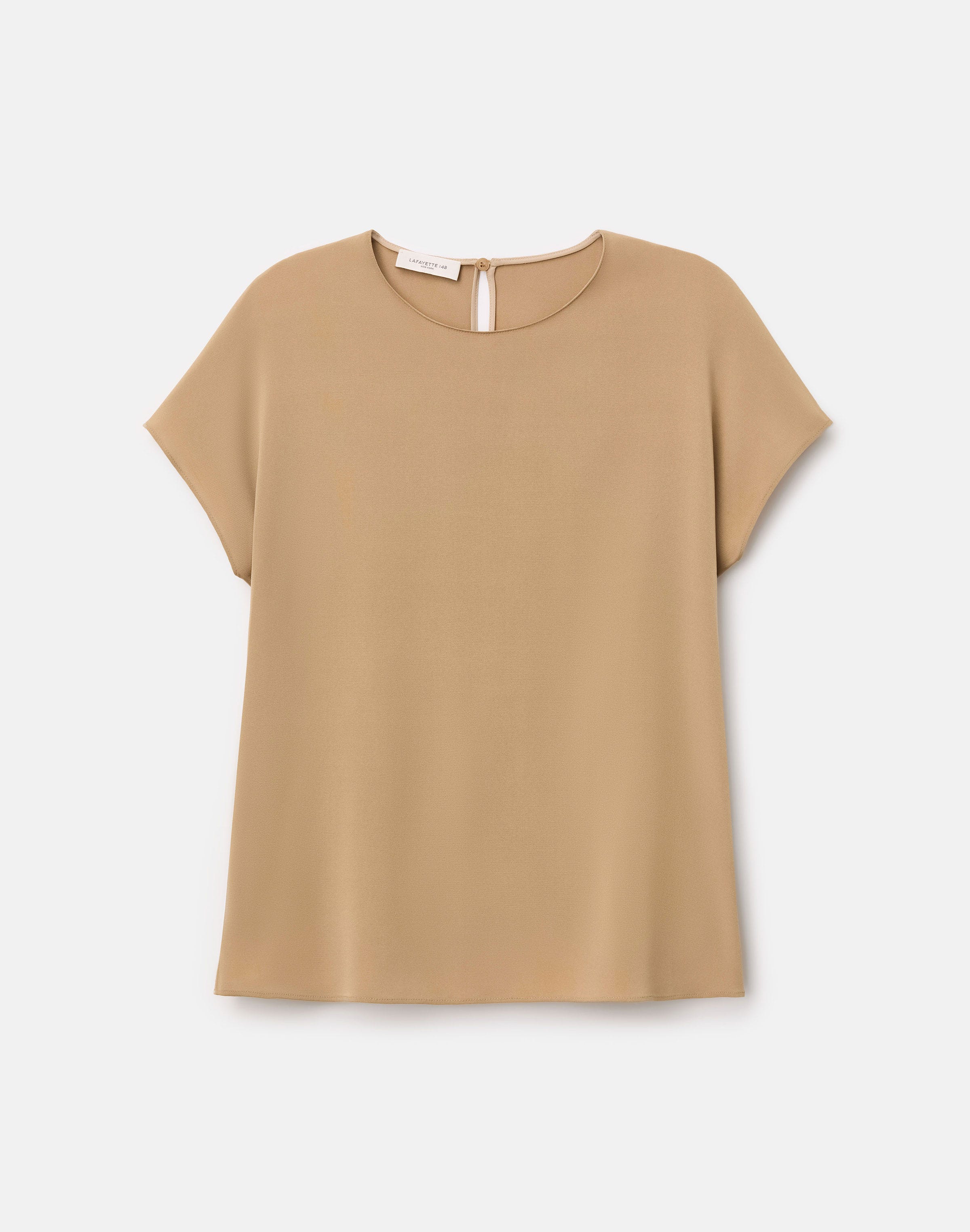 Petite Organic Silk Stretch Georgette Short Sleeve Blouse