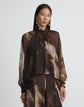 L148 X Save Venice Print Silk Georgette Hand-Smocked Blouse