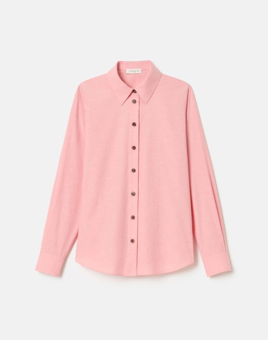 Petite Slubbed Cotton Button Down Shirt