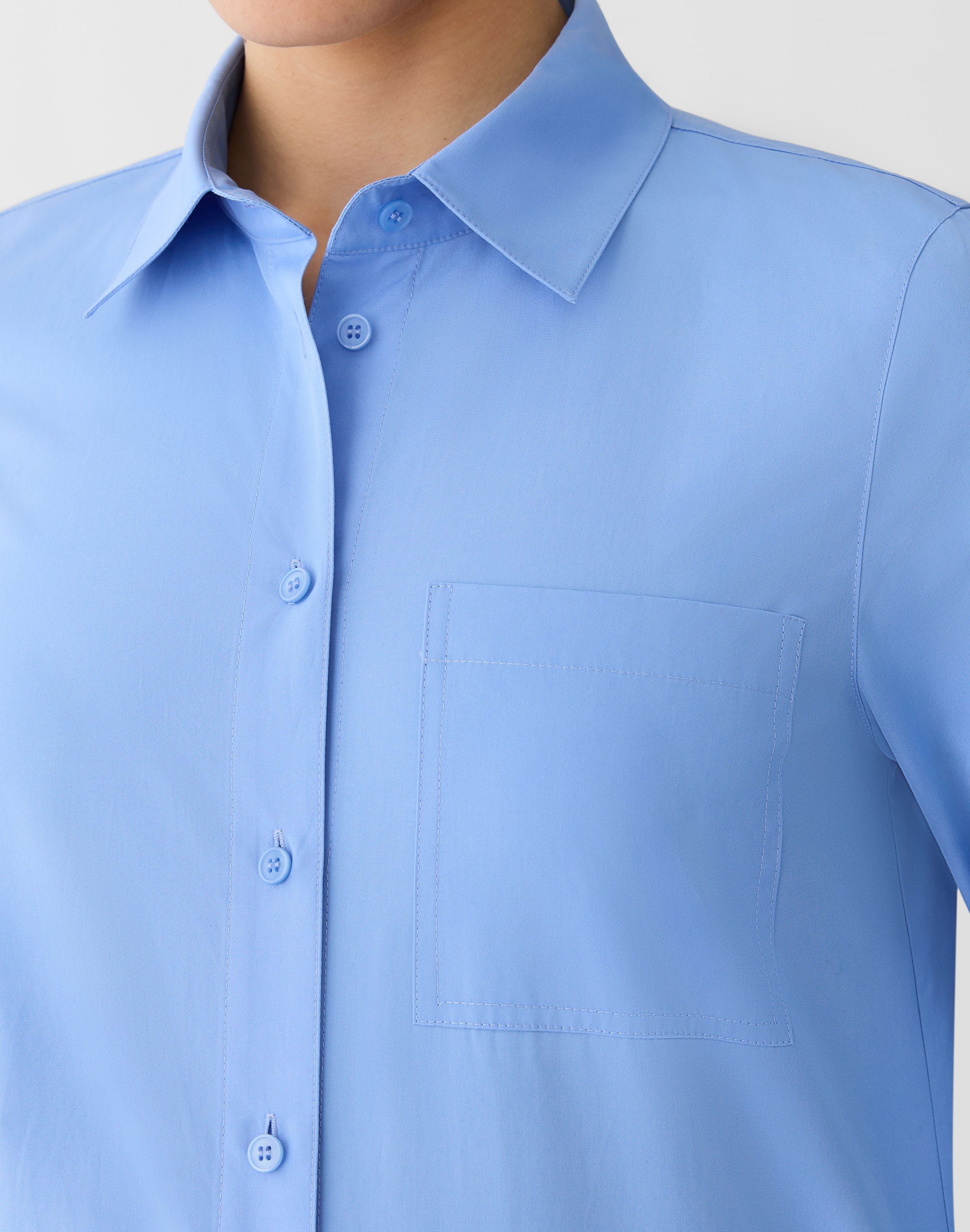 Petite Organic Cotton Poplin Button Front Shirt