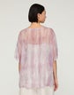 Washed Glaze Print Silk Crépon Short Sleeve Blouse