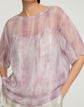 Washed Glaze Print Silk Crépon Short Sleeve Blouse