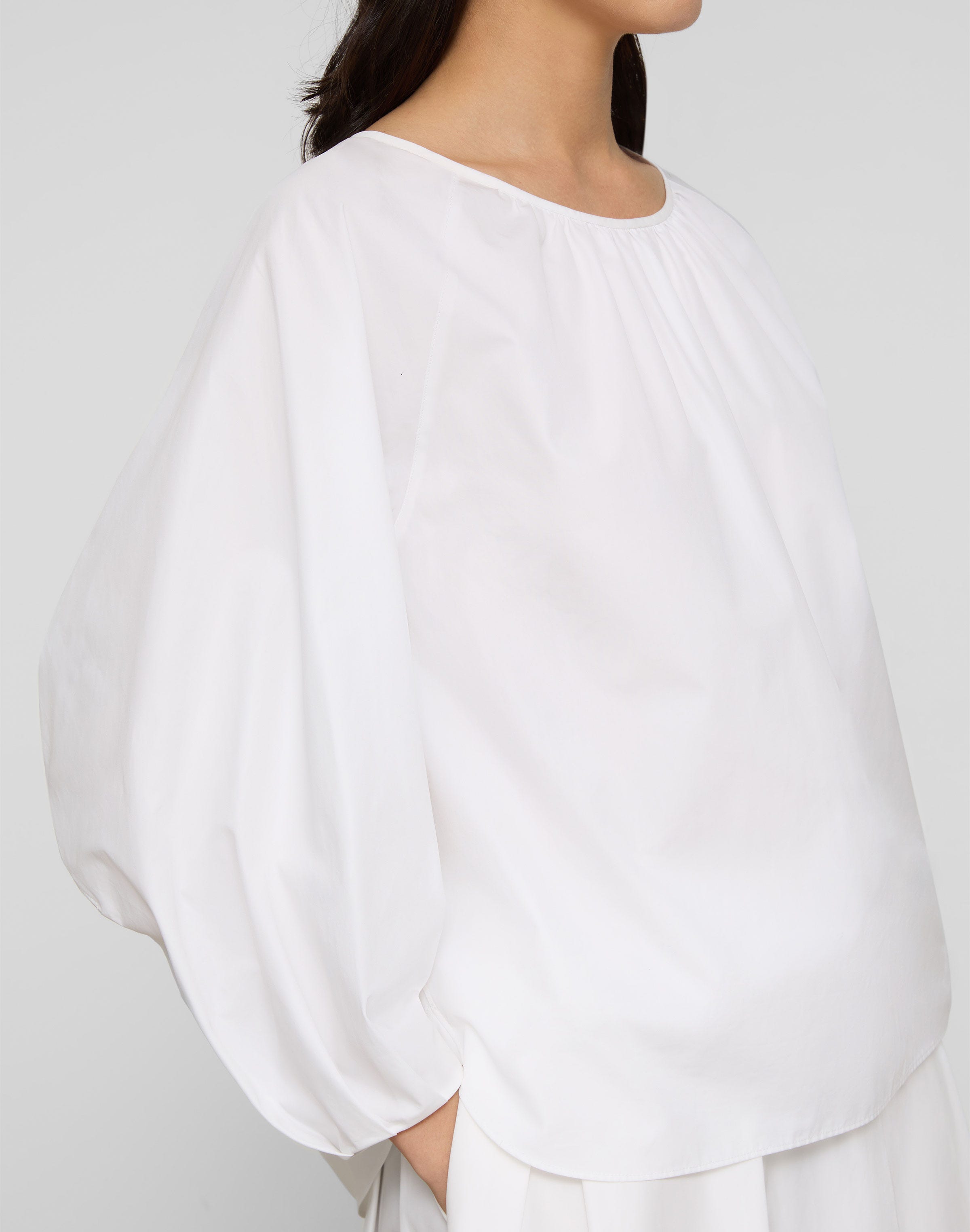 Organic Cotton Poplin Blouson Sleeve Oversized Shirt