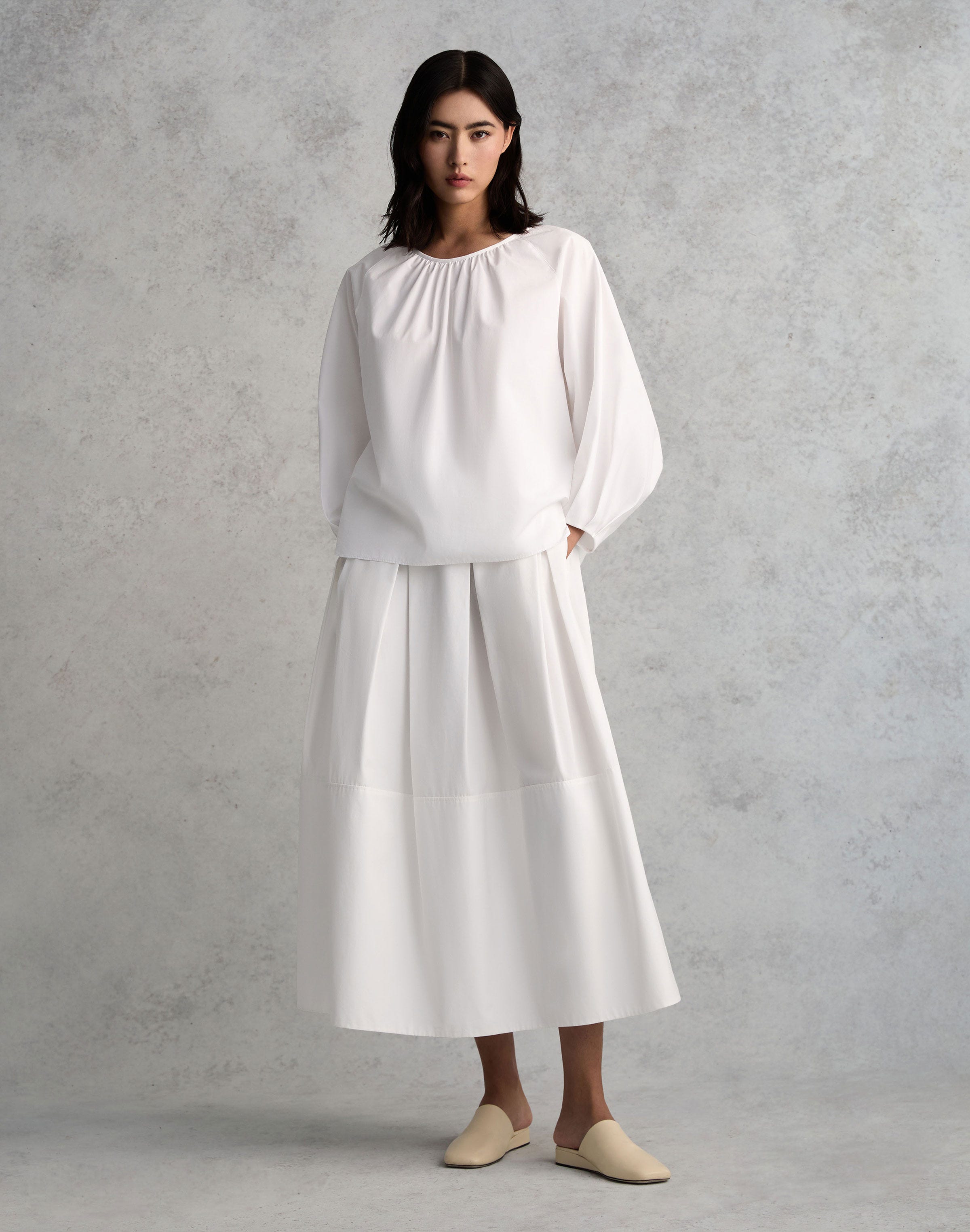 Organic Cotton Poplin Blouson Sleeve Oversized Shirt