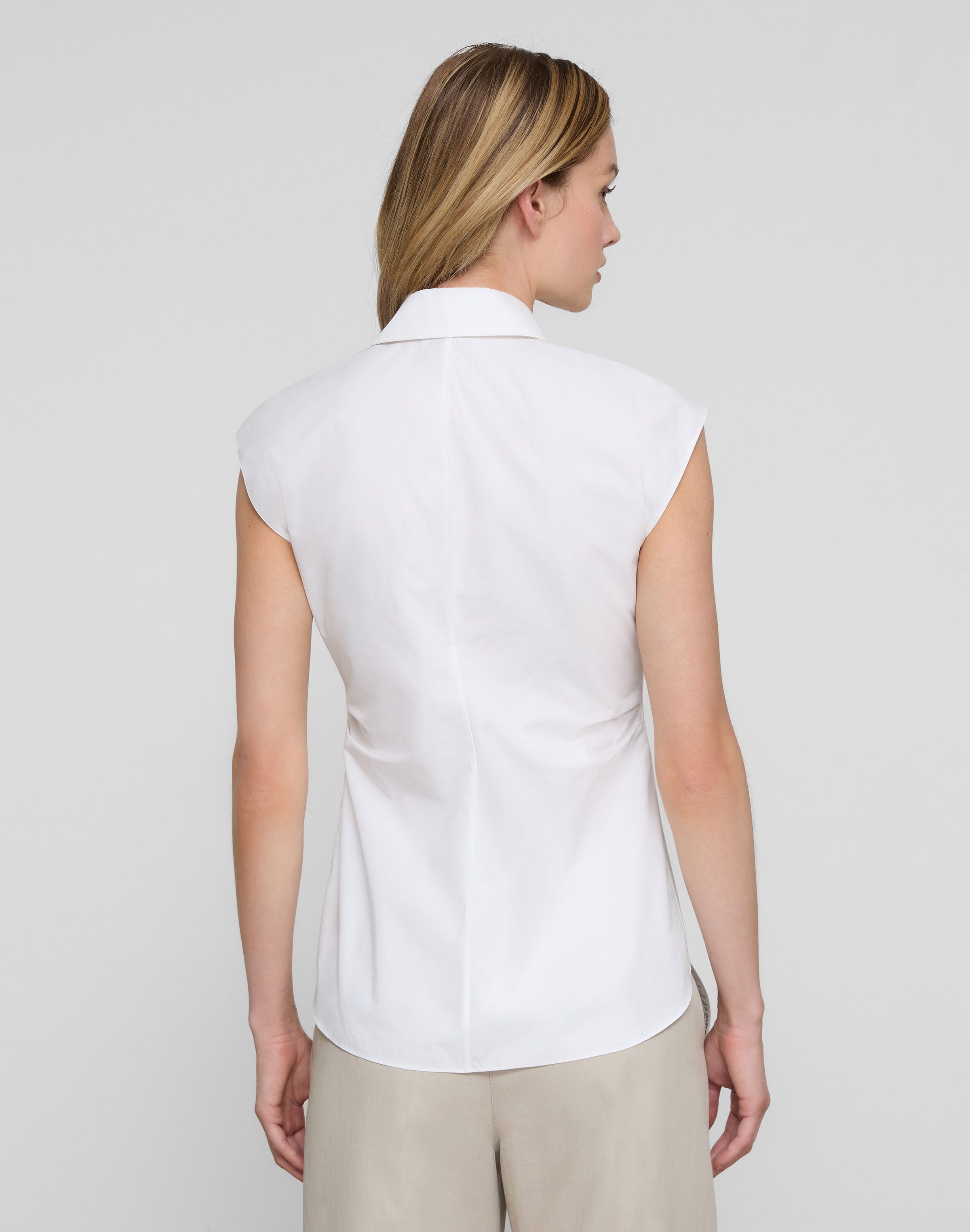 Petite Organic Cotton Poplin Pleated Waist Shirt