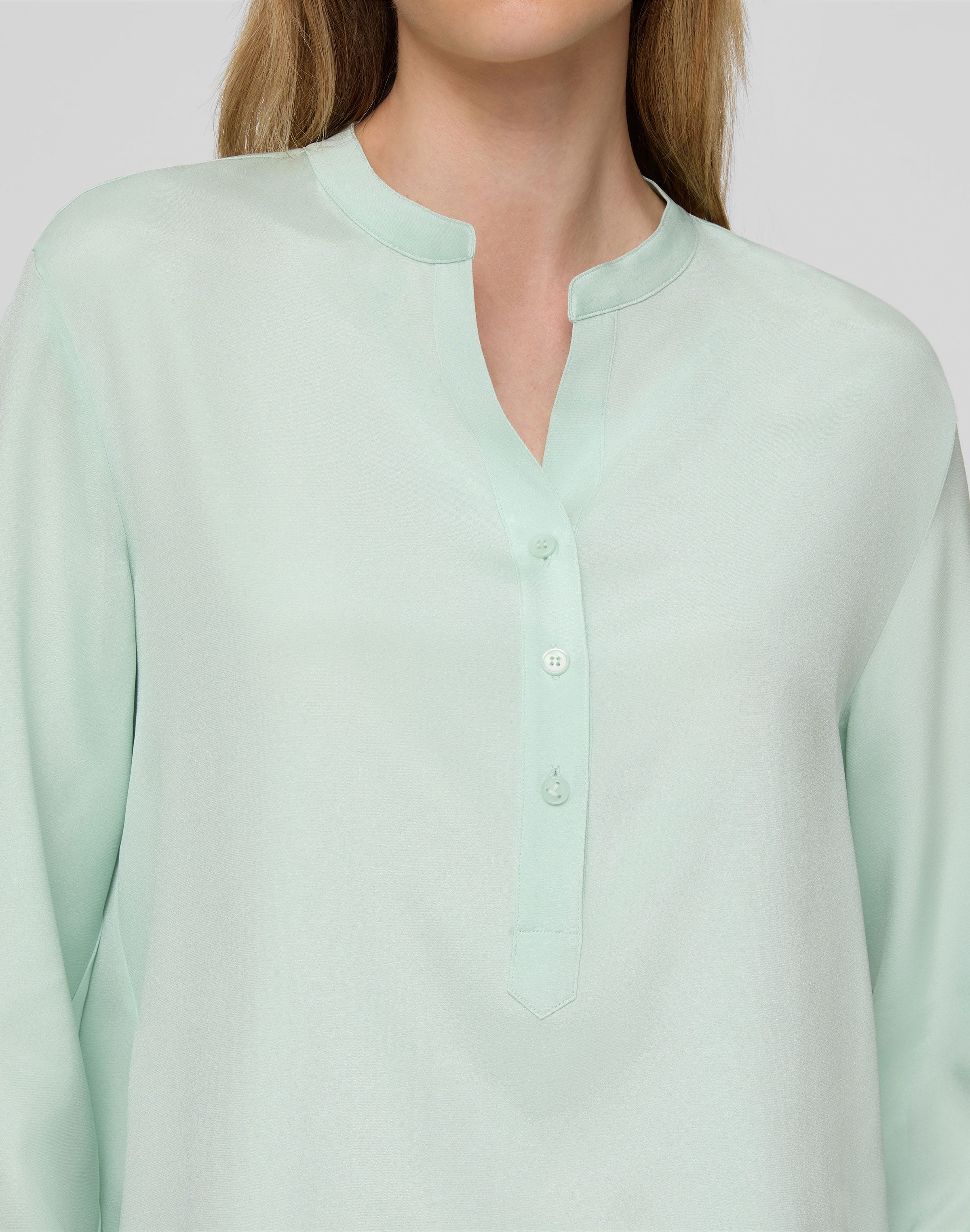 Organic Silk Stretch Georgette Henley Blouse