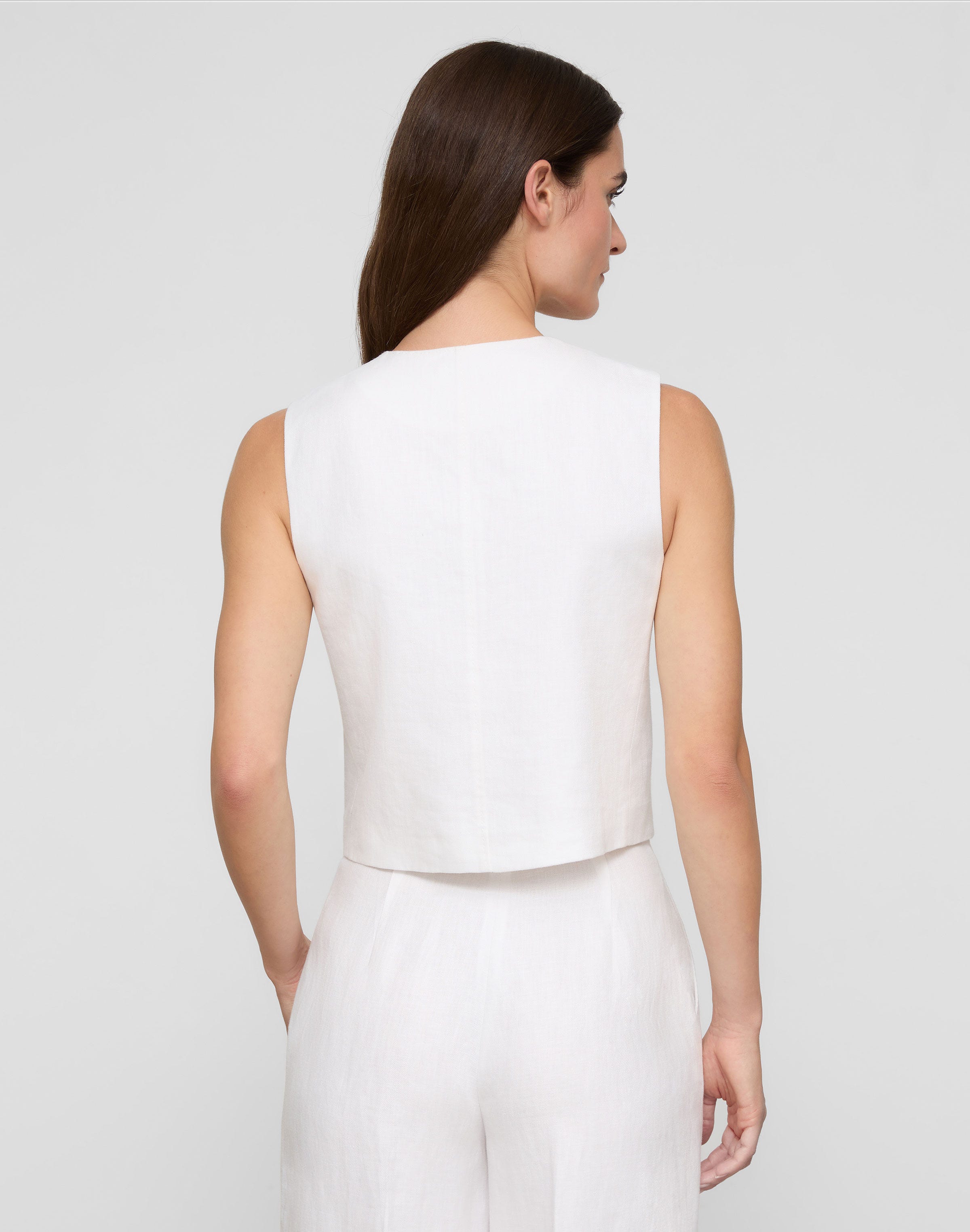 Linen Sleeveless Button Front Blouse
