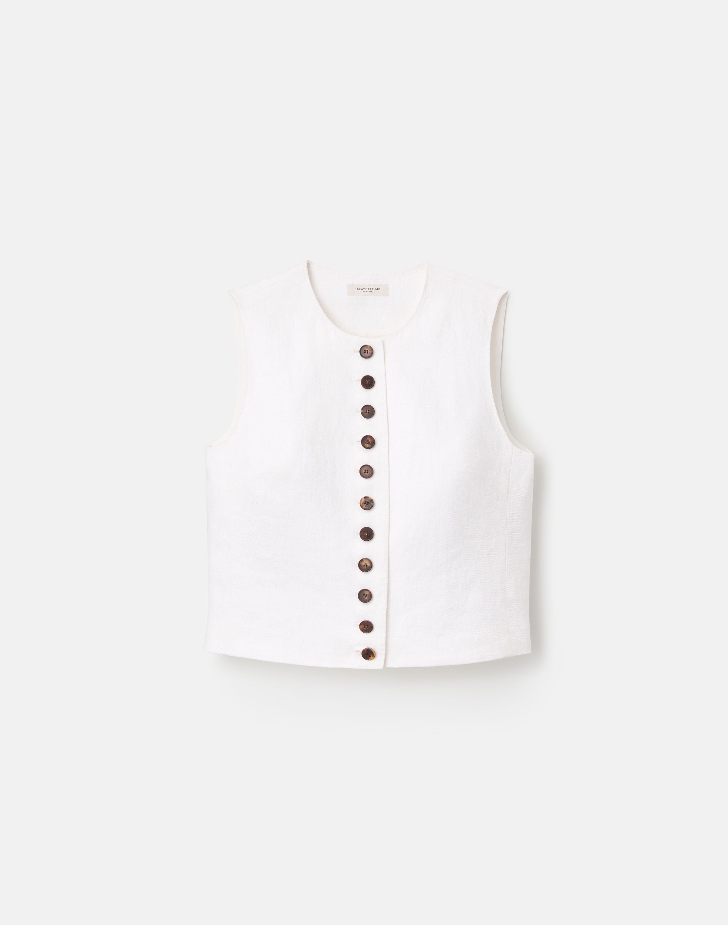 Linen Sleeveless Button Front Blouse