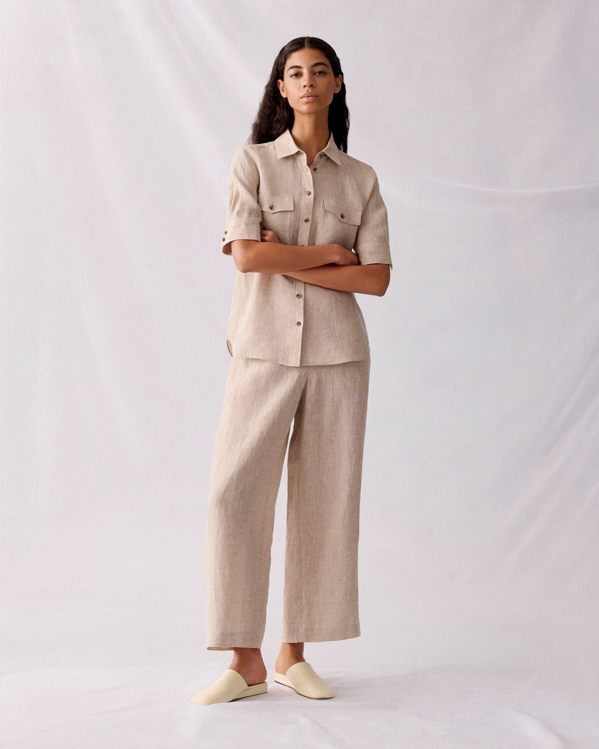 Petite Organic Linen Patch Pocket Shirt