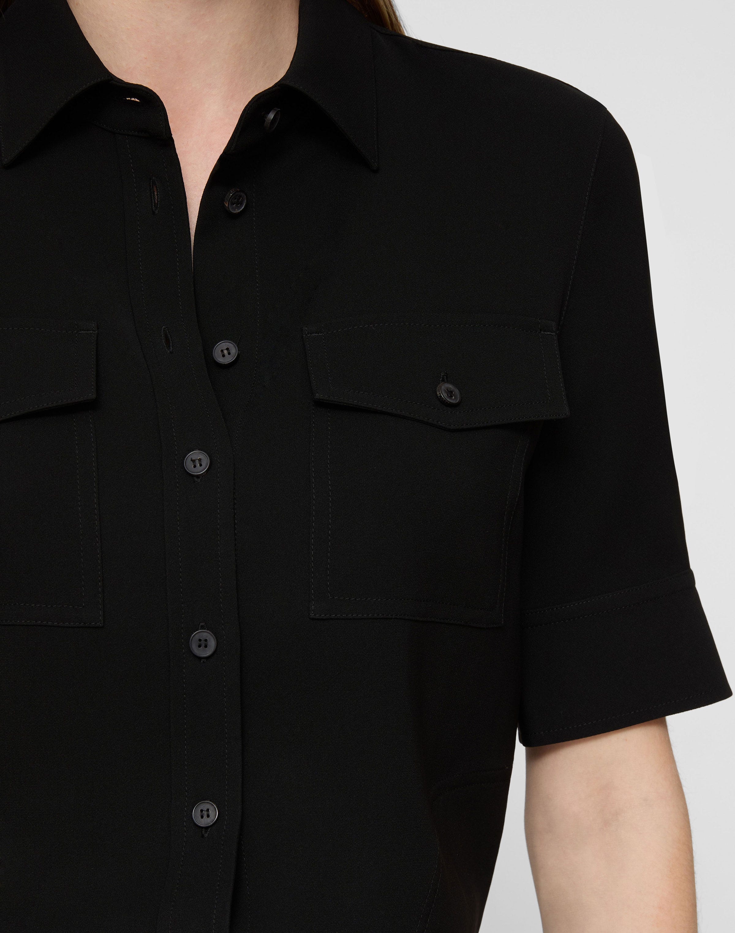 Responsible Finesse Crepe Patch Pocket Blouse