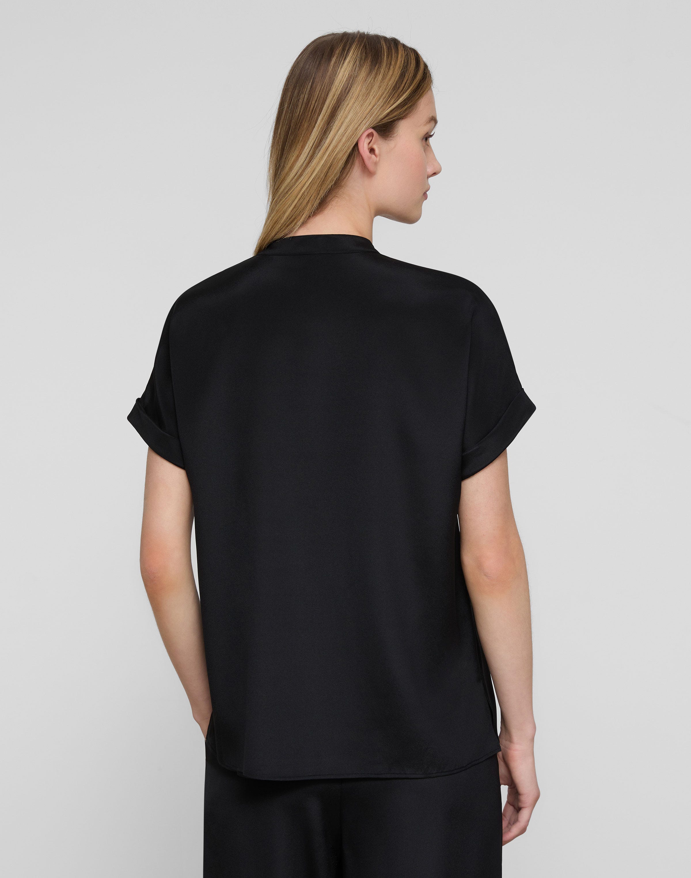 Organic Silk Stretch Georgette Henley Blouse