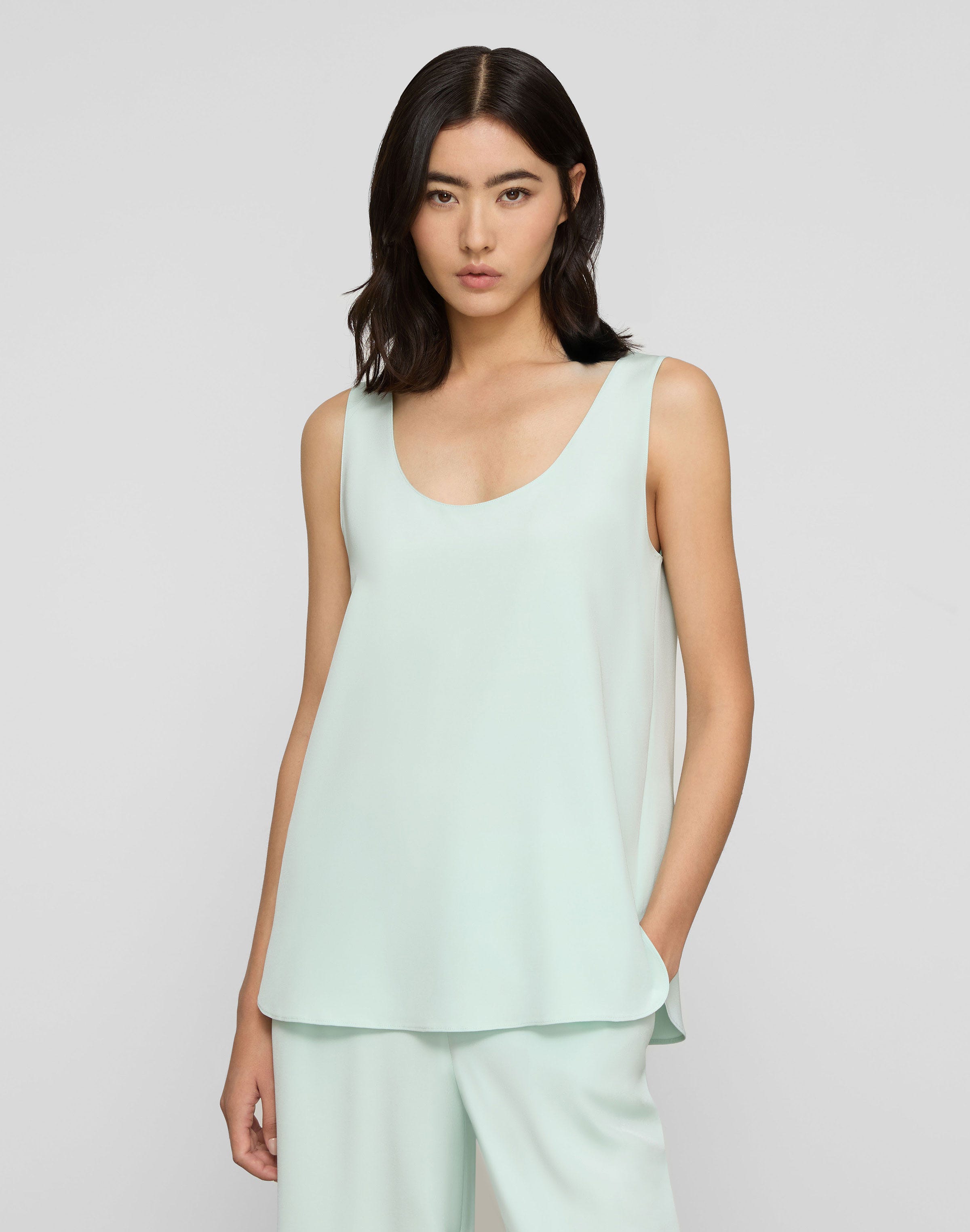 Organic Silk Stretch Crepe De Chine Sleeveless Blouse