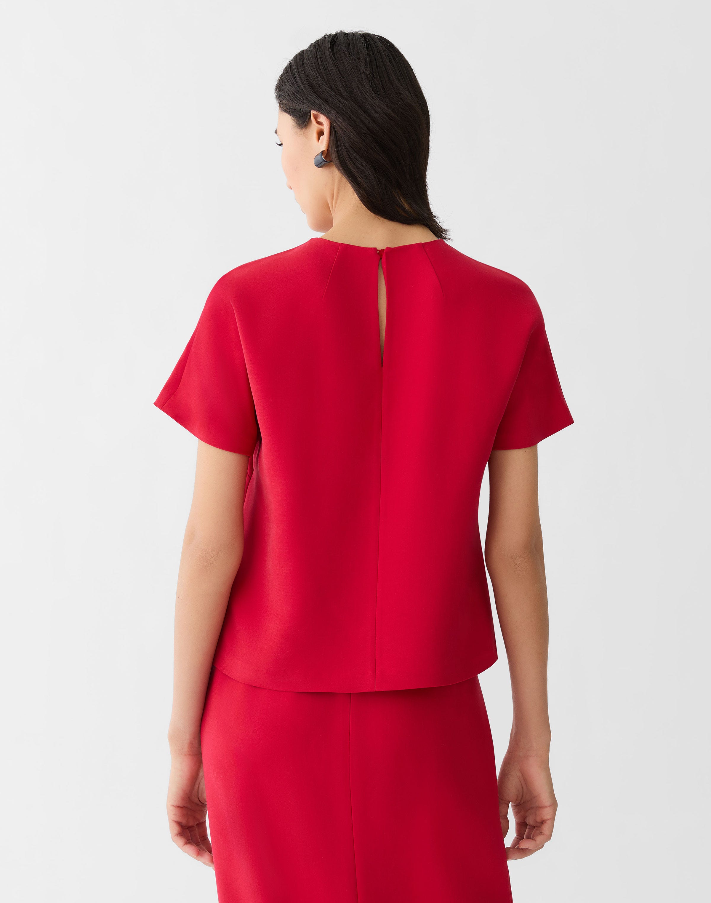 Viscose-Silk Cady Short Sleeve Blouse
