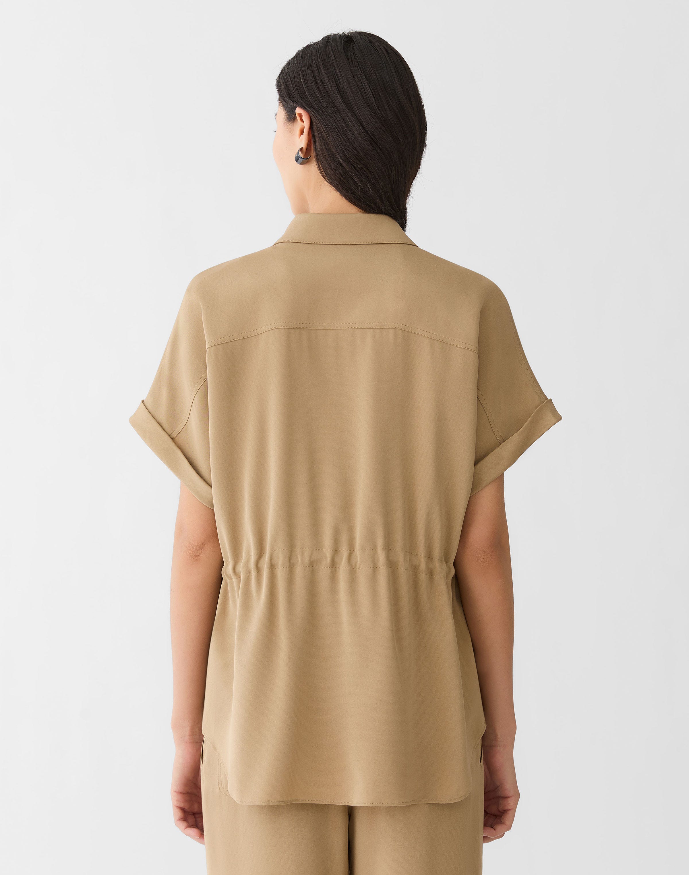 Organic Silk Stretch Georgette Zip Front Blouse