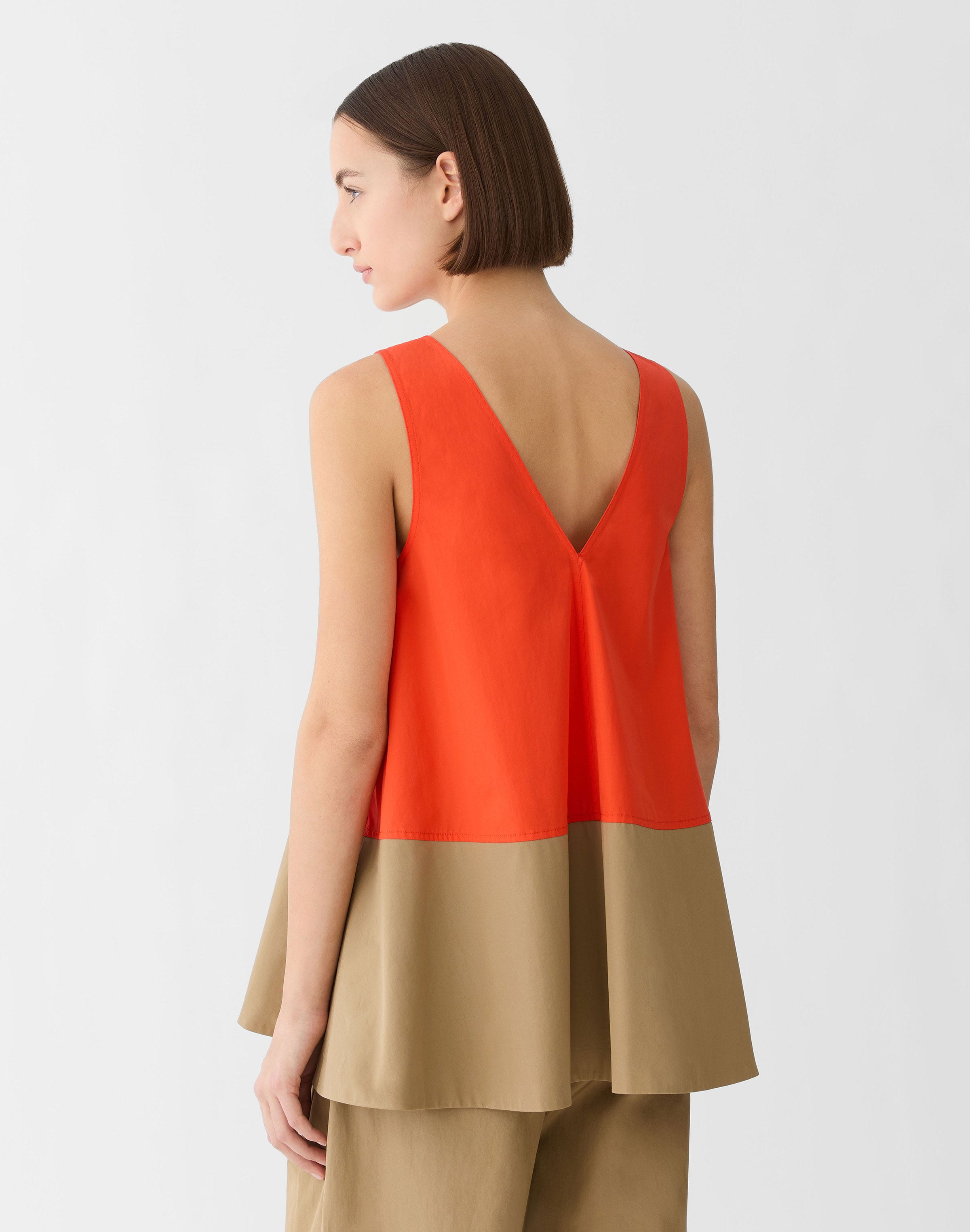 Organic Cotton Poplin Colorblock Swing Tank