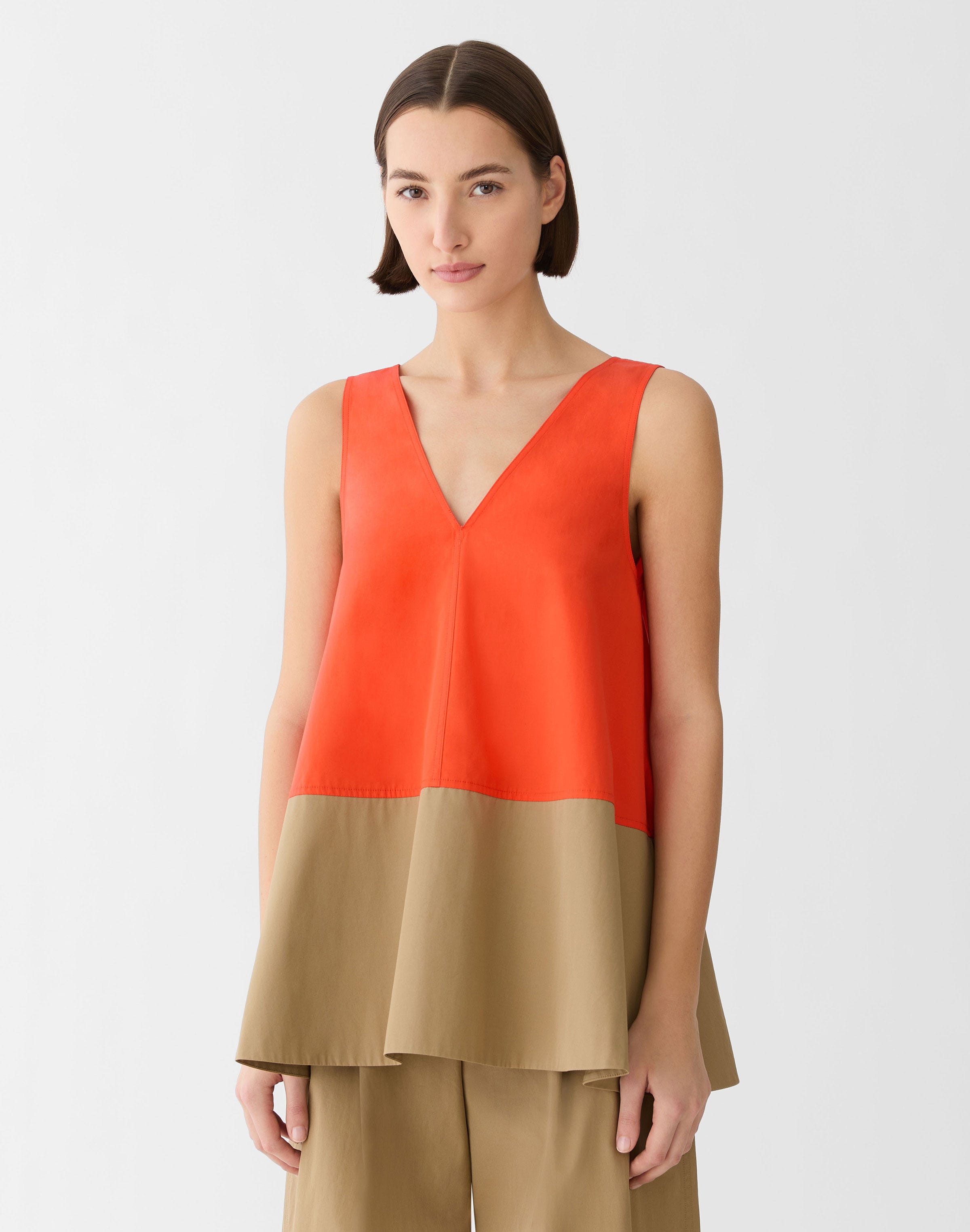 Organic Cotton Poplin Colorblock Swing Tank