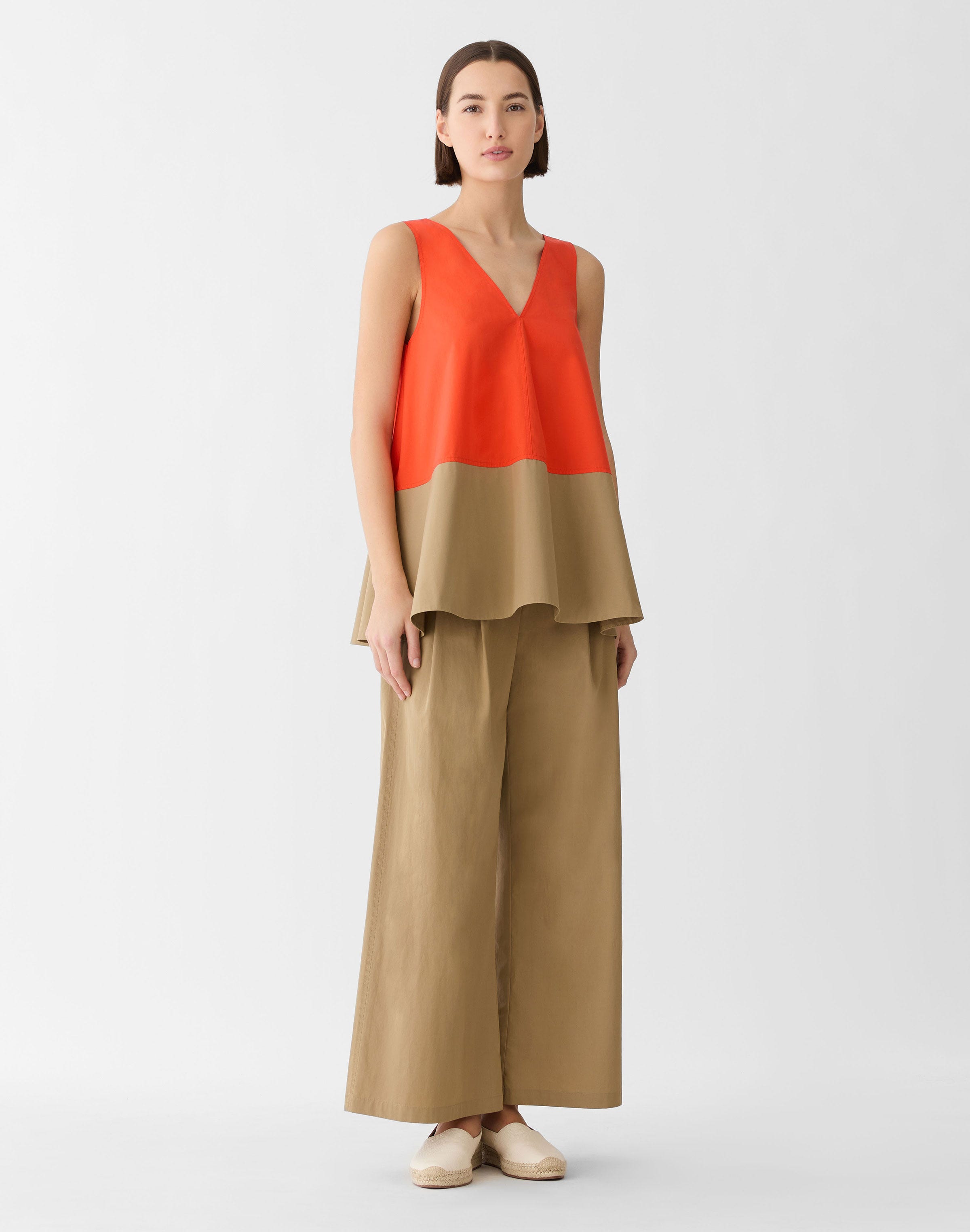 Organic Cotton Poplin Colorblock Swing Tank