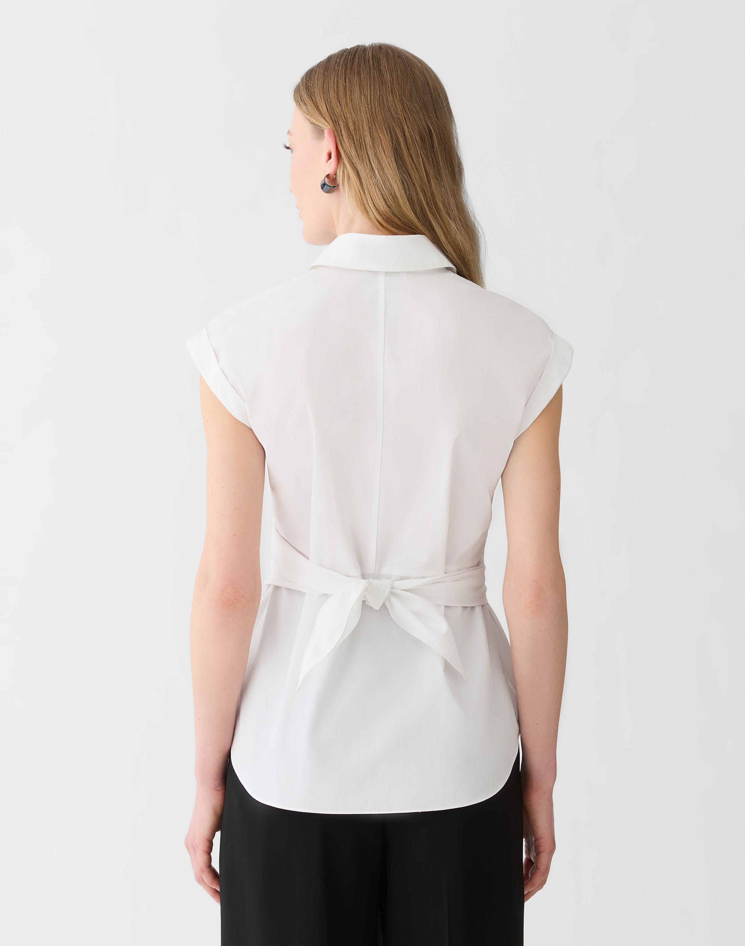 Petite Organic Cotton Poplin Wrap Shirt