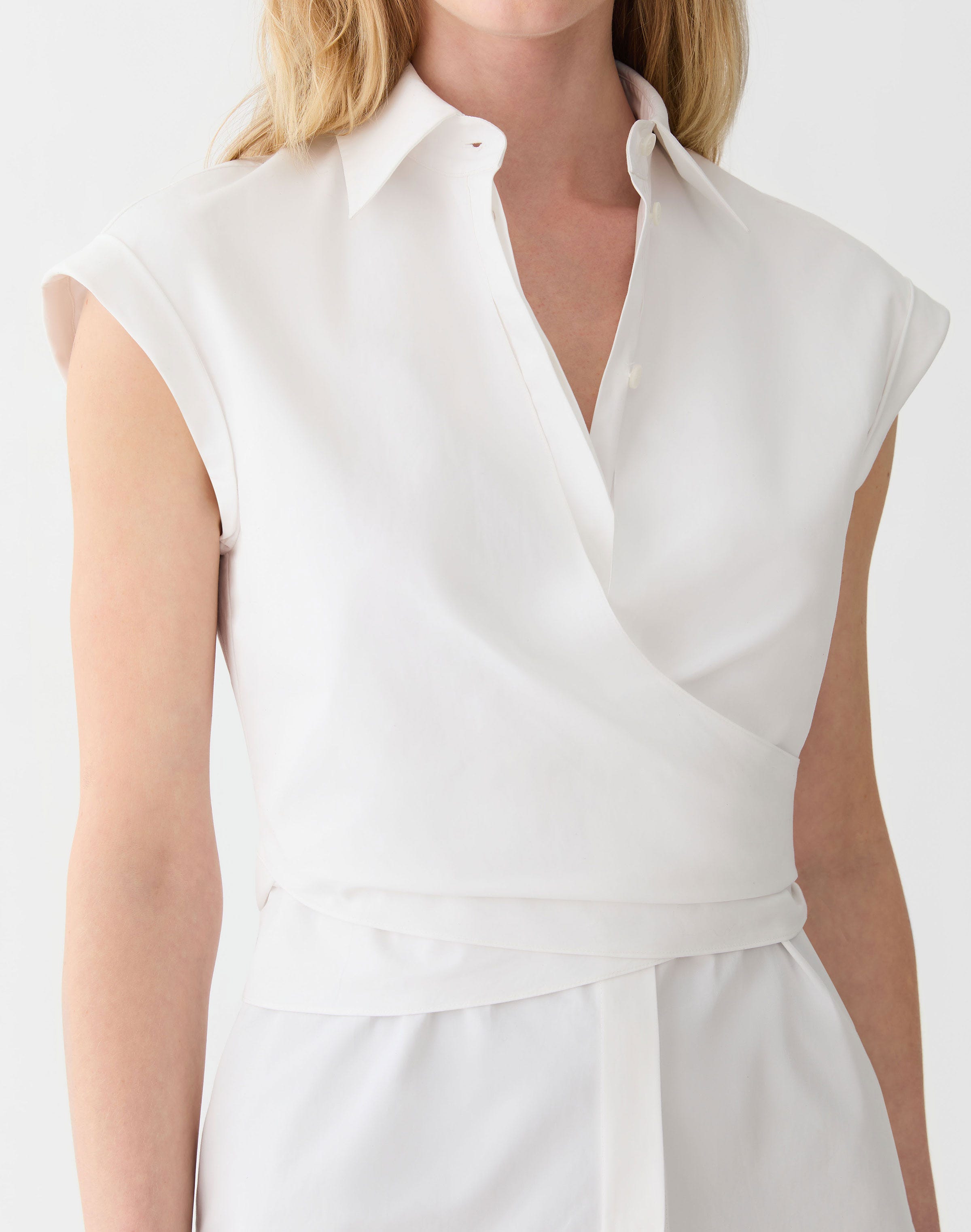 Petite Organic Cotton Poplin Wrap Shirt